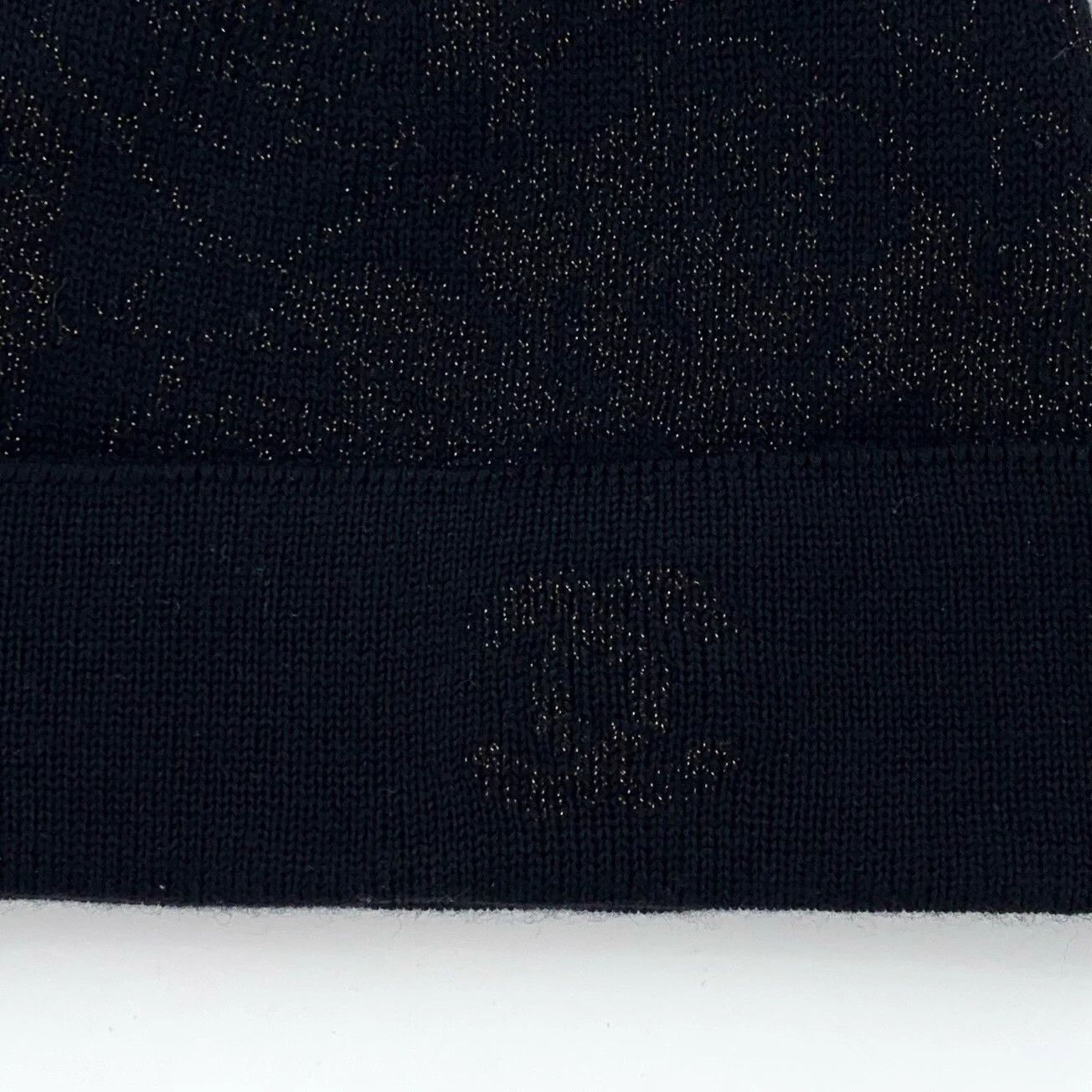 Chanel Chanel Black Camellia Logo Wool Beanie 47cm 99% New Size ONE SIZE - 6 Thumbnail