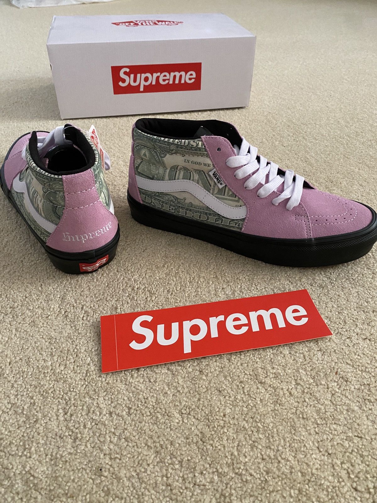 image of Supreme X Skate Grosso Mid 'dollar Bill - Pink' Shoes, Men's (Size 10)