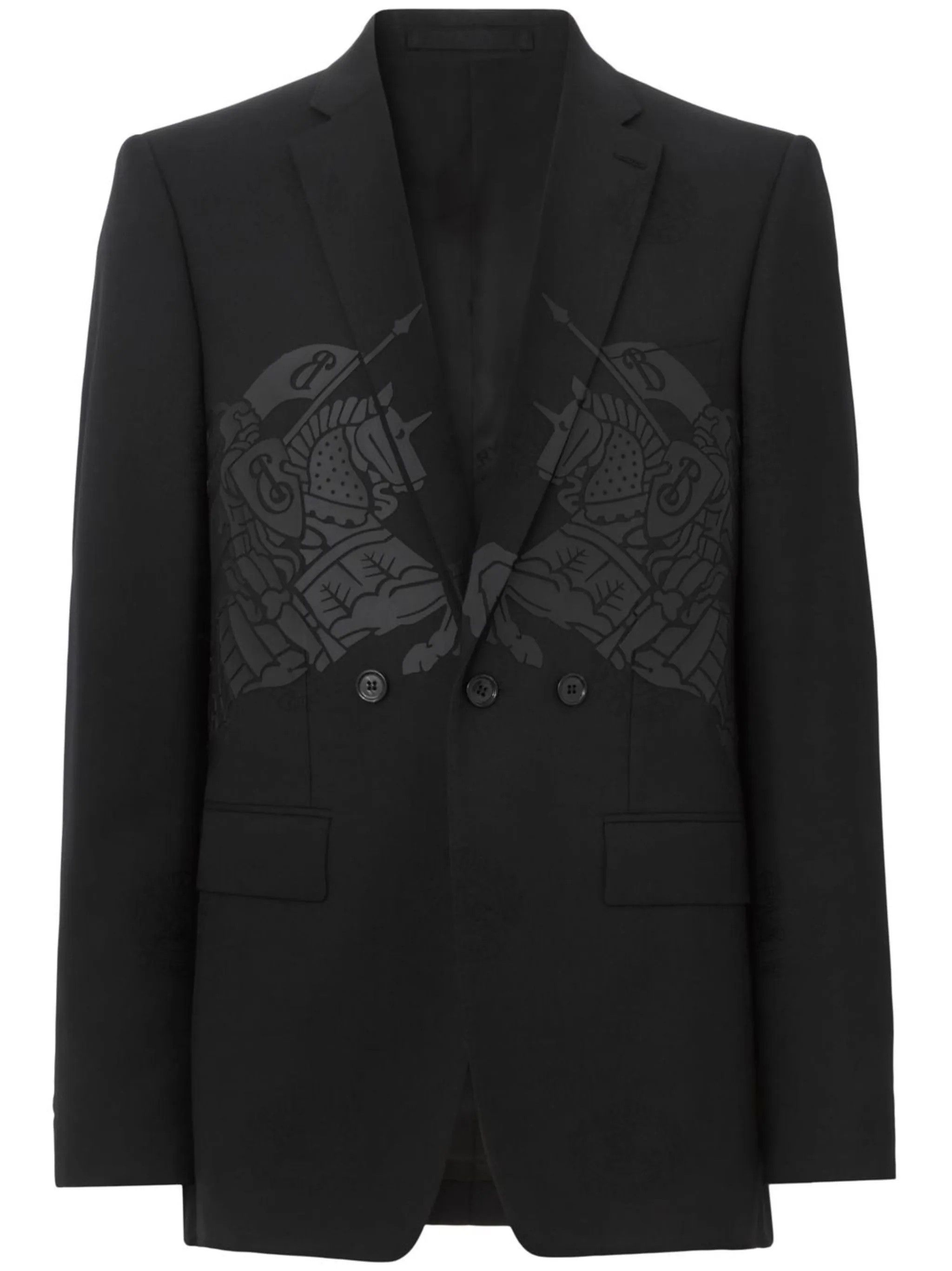 Burberry o1w1db10824 Graphic-Print Wool-Cotton Blazer in Black Size US XXS / EU 40 - 1 Thumbnail