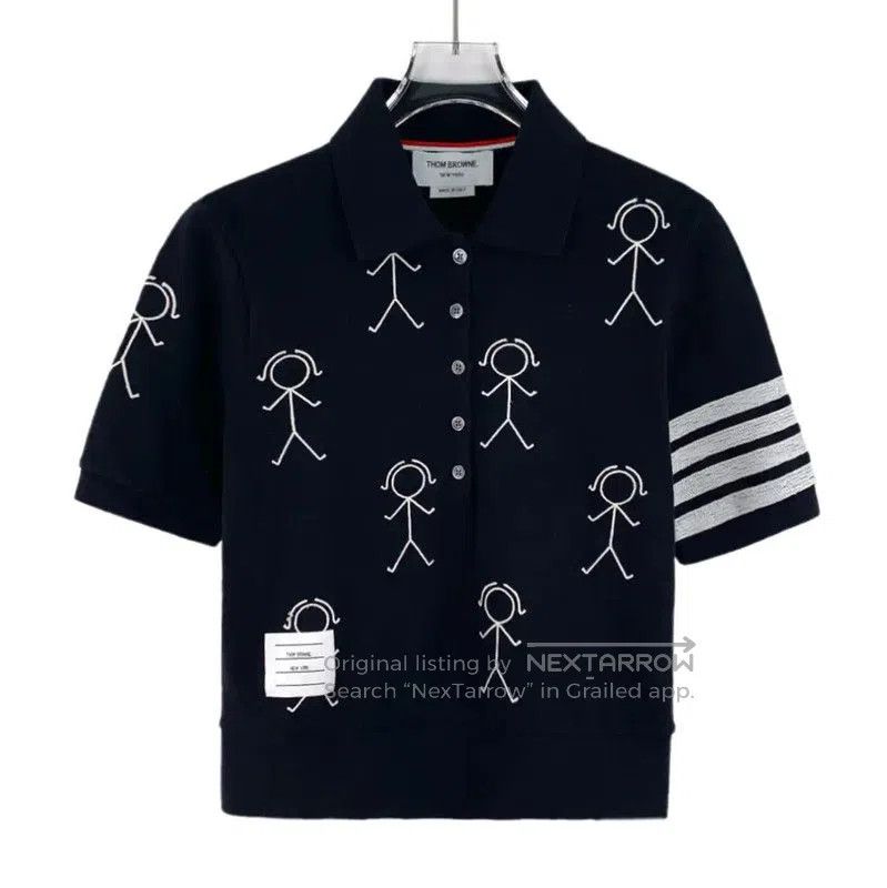 Thom Browne Women's Navy Cotton T-Shirt .
