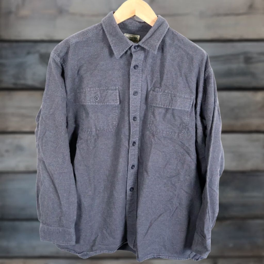 Vintage VINTAGE L.L. Bean Chamois Shirt Men's 2XL Gray Heavyweight Workwear Grunge Flannel Shirt Size US XXL / EU 58 / 5 - 1 Thumbnail