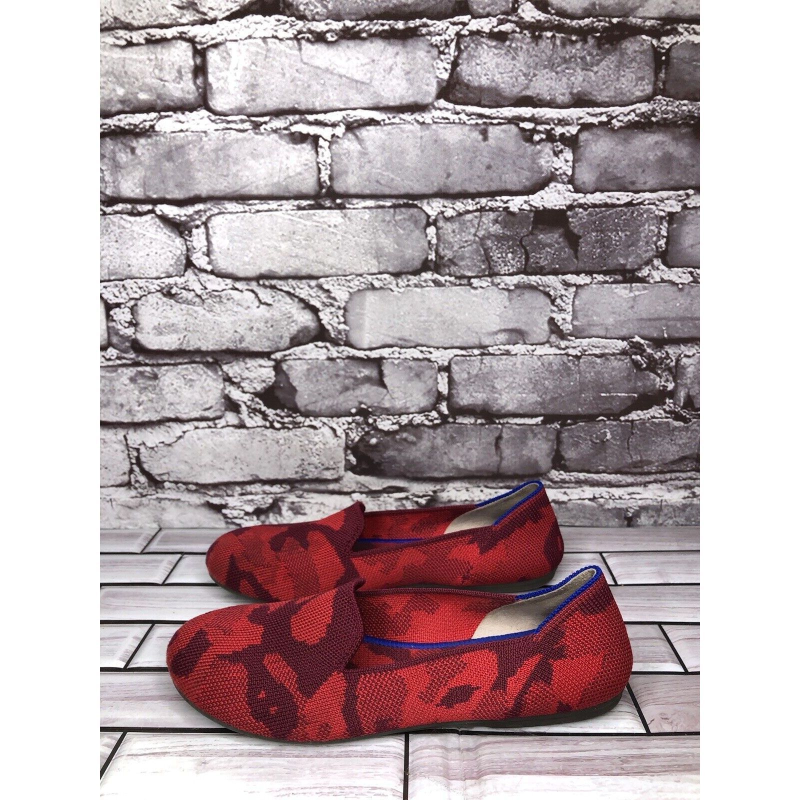 Other Rothy’s Red Camo Fabric Knit Round Toe Slip On Flats Shoes W Size US 4.5 / IT 34.5 - 14 Thumbnail