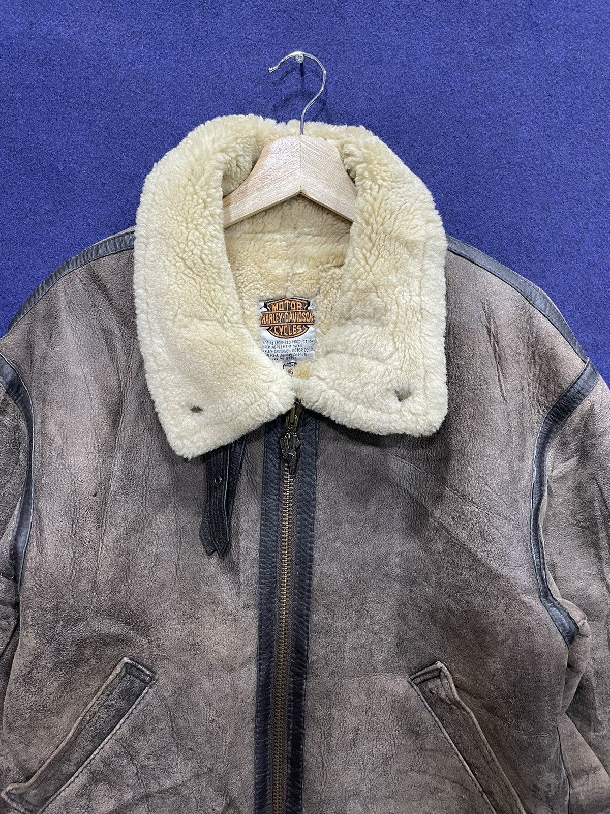 Harley Davidson Rare Vintage 90s Harley Davidson Sheepskin Shearling Jacket Size US M / EU 48-50 / 2 - 3 Thumbnail