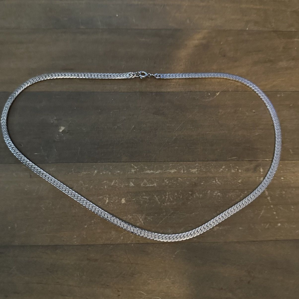 Vintage Vintage silver tone herringbone chain necklace Size ONE SIZE - 2 Thumbnail
