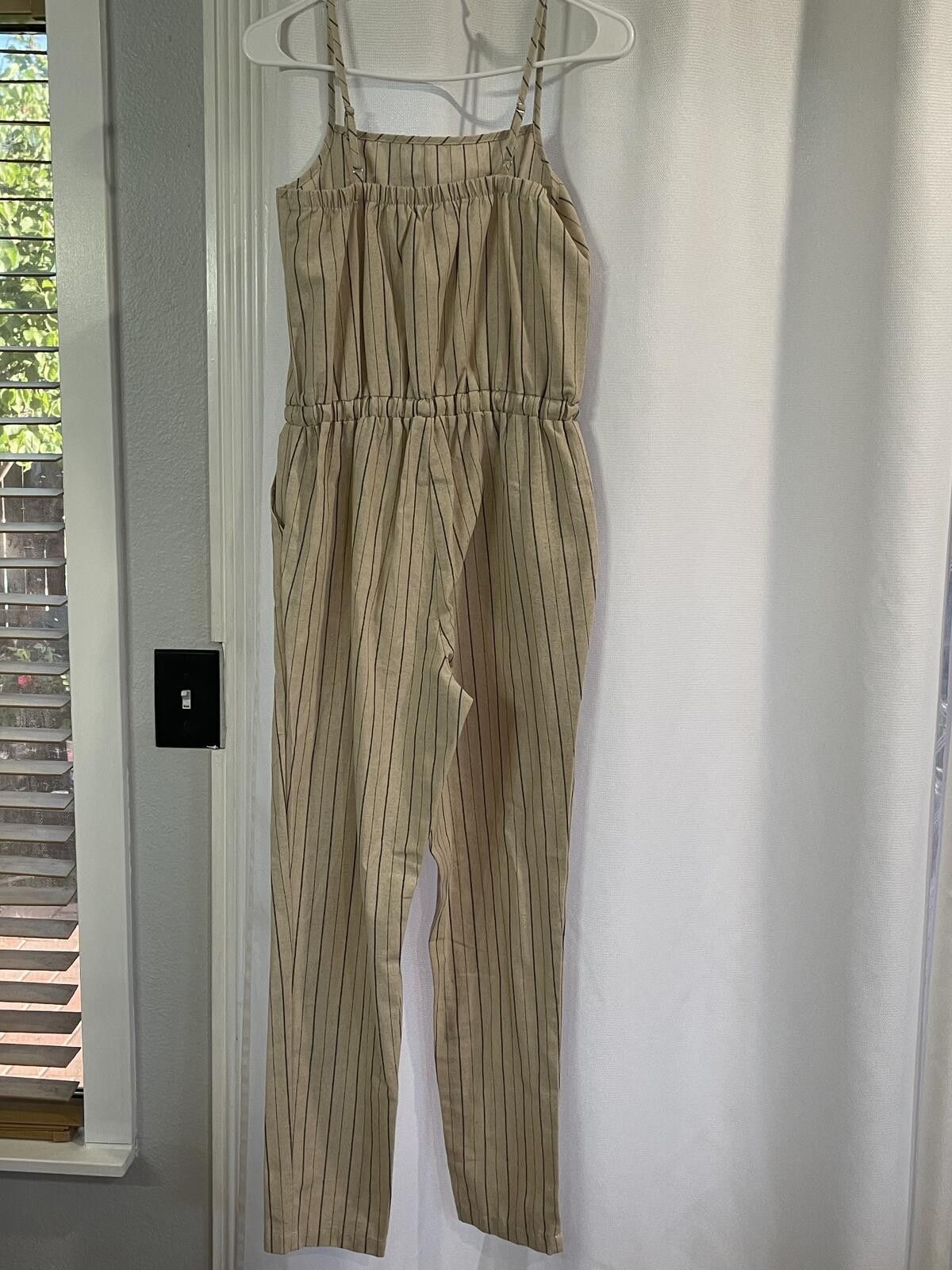 Other C/SONO Beige Pinstripe Jumpsuit with Adjustable Straps, Size Size 28" / US 6 / IT 42 - 2 Thumbnail