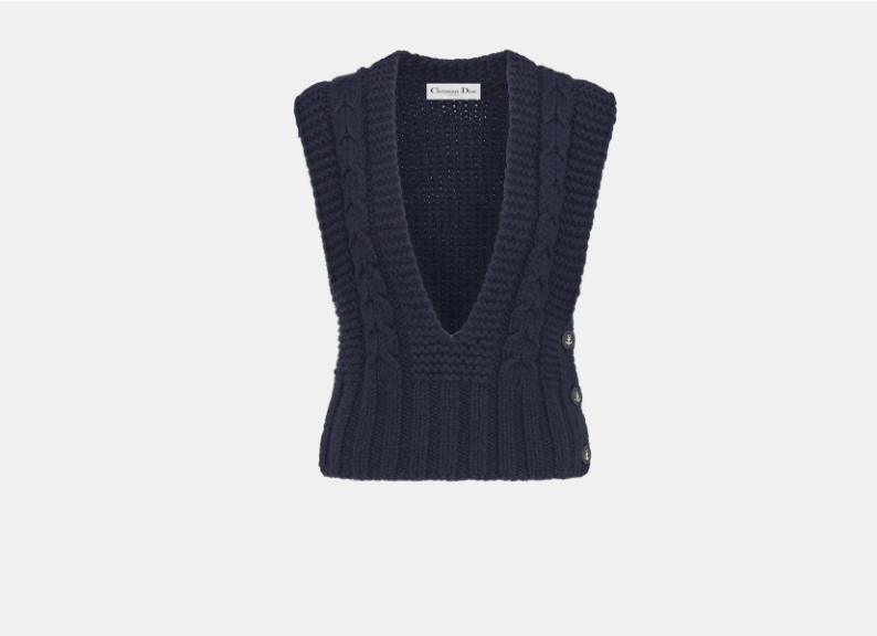 Dior o1w1db11225 454T07 Sweater Vest in Navy Blue Size L / US 10 / IT 46 - 1 Thumbnail