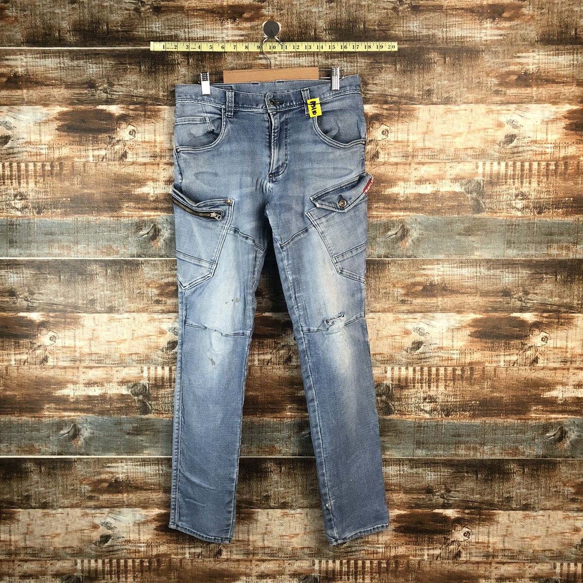 Burtle Blue Distressed ripped utility Denim Pants #A2110