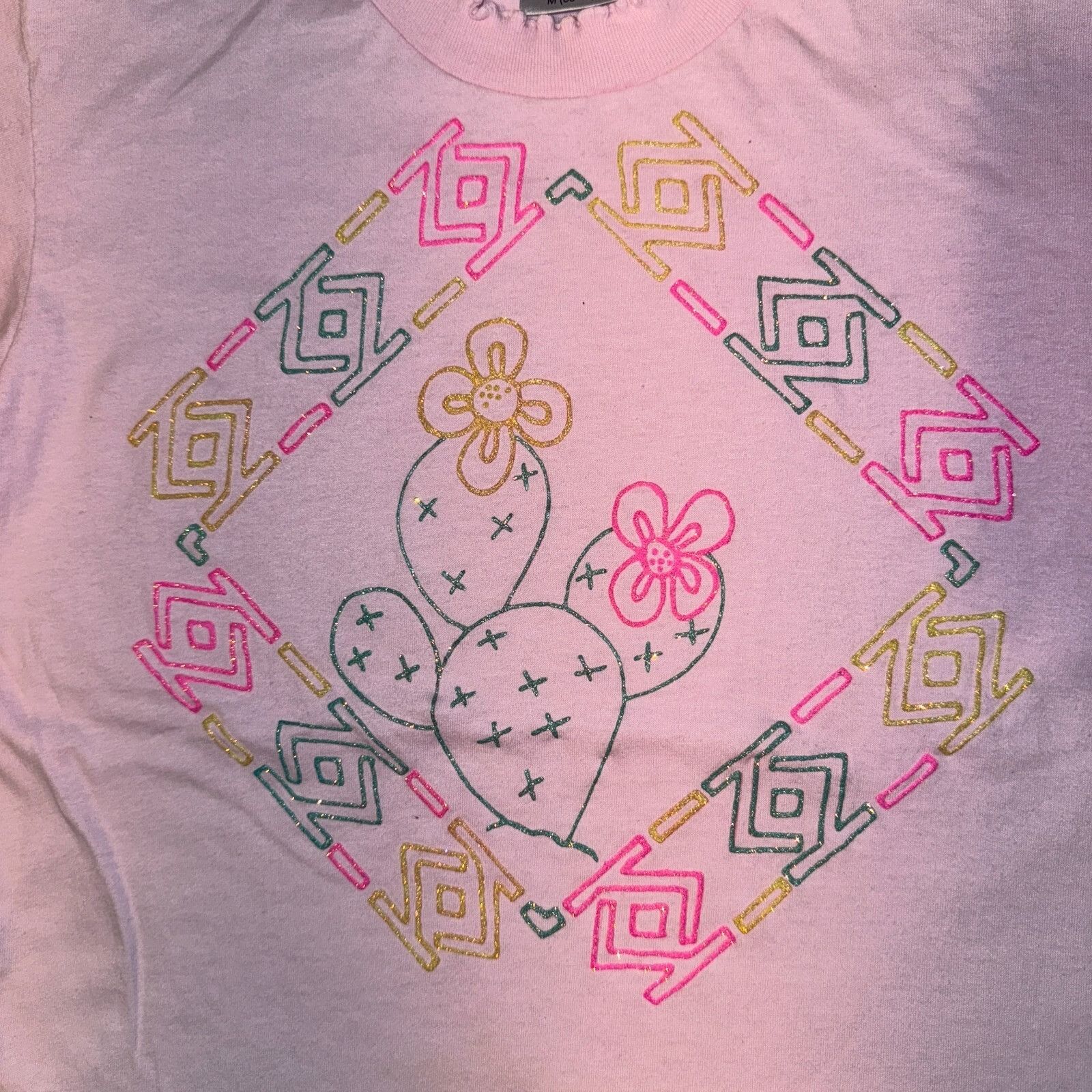 Other Vintage Oneita Southwestern Cactus Glitter Logo Pink Single Size M / US 6-8 / IT 42-44 - 5 Thumbnail