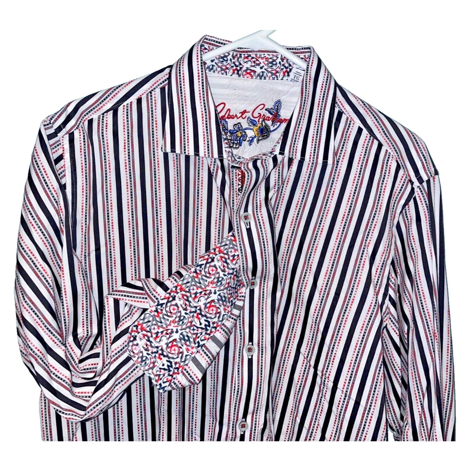 Robert Graham Robert Graham Flip Cuff Striped Button Down Shirt Sz XL NWOT Size US XL / EU 56 / 4 - 2 Thumbnail