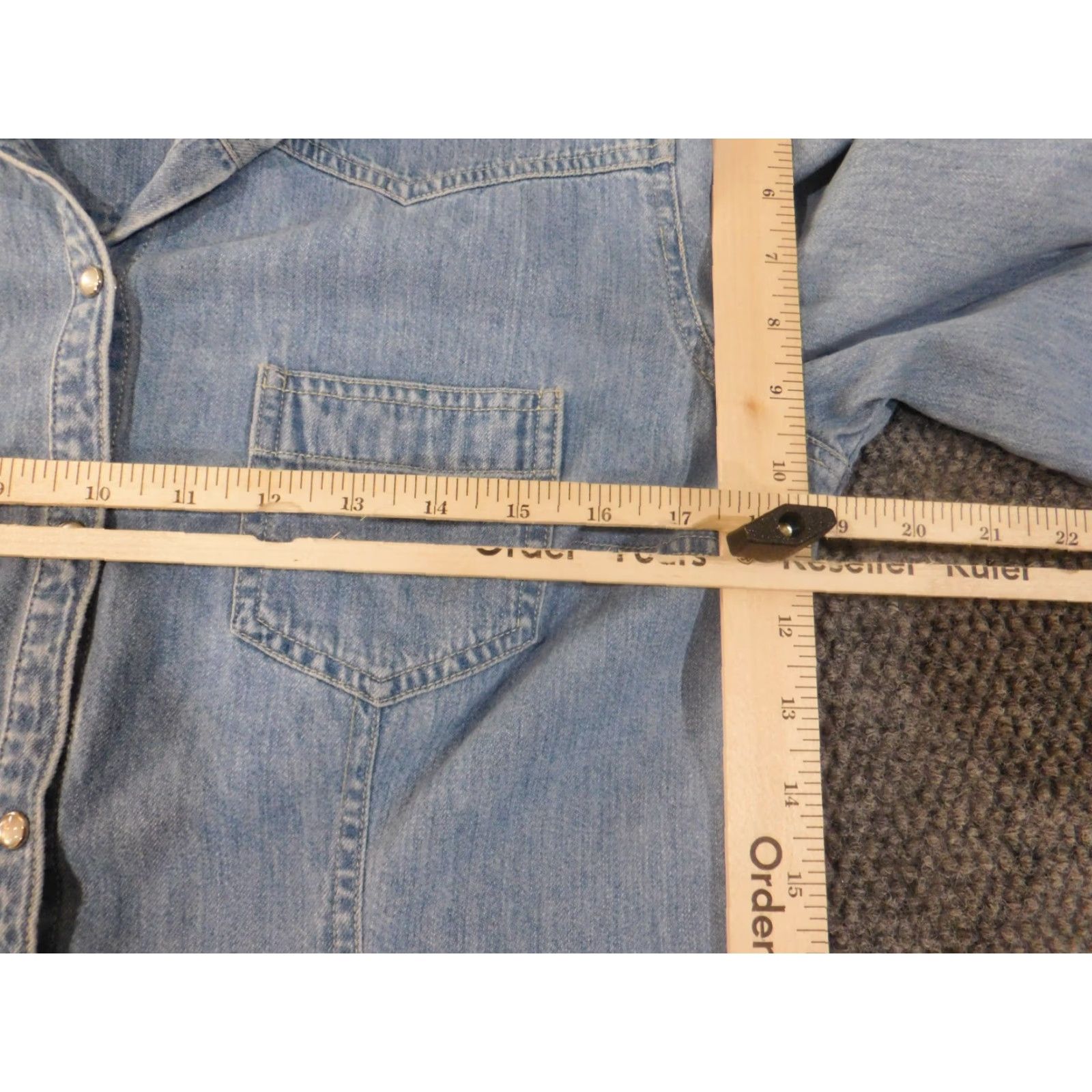 Ann Taylor Loft Shirt Denim Blue Western Casual Cotton Long Sleeve Button-Up M Womens Size M / US 6-8 / IT 42-44 - 6 Thumbnail