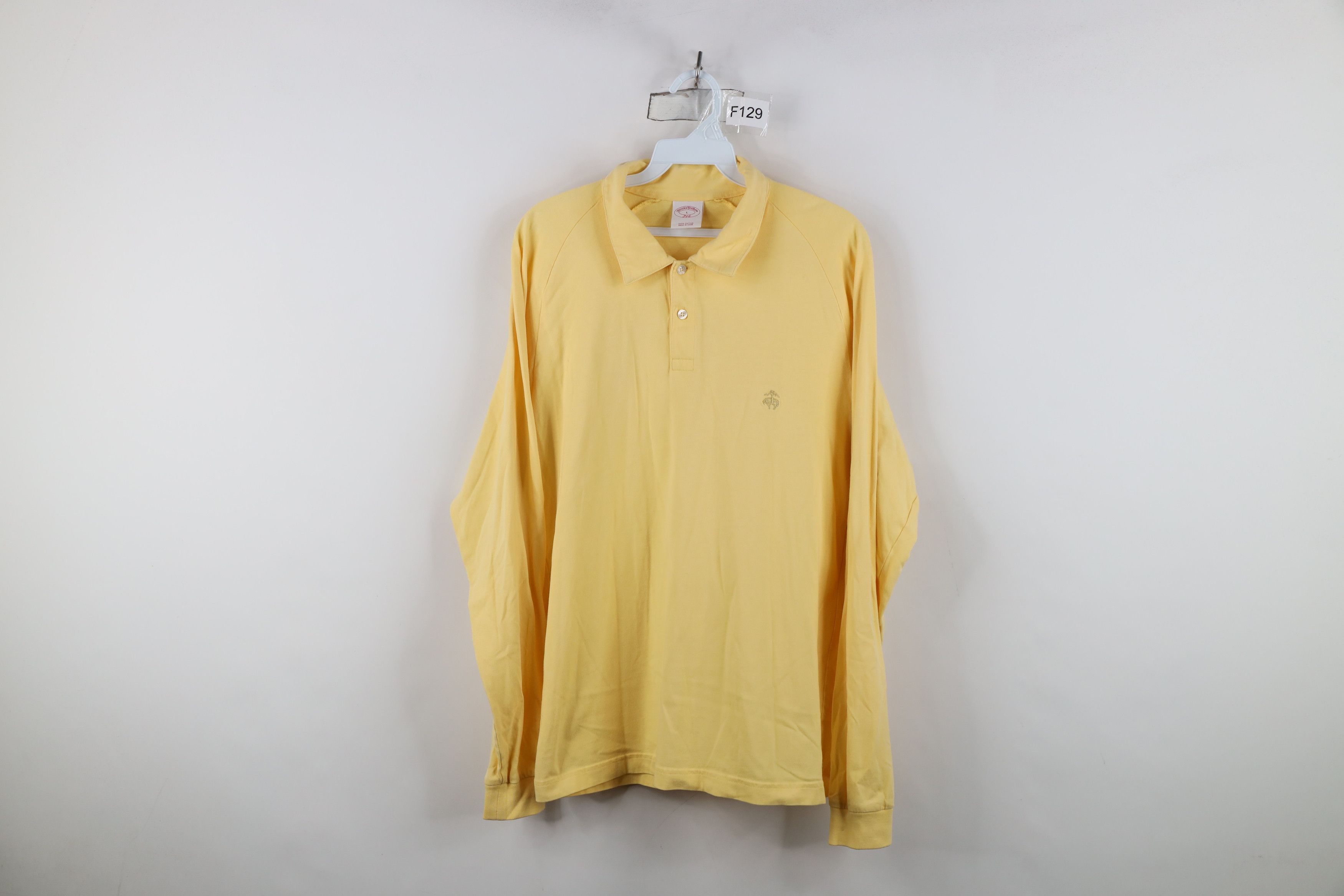 Brooks Brothers Vintage Brooks Brothers Knit Long Sleeve Rugby Polo Yellow Size US L / EU 52-54 / 3 - 1 Thumbnail