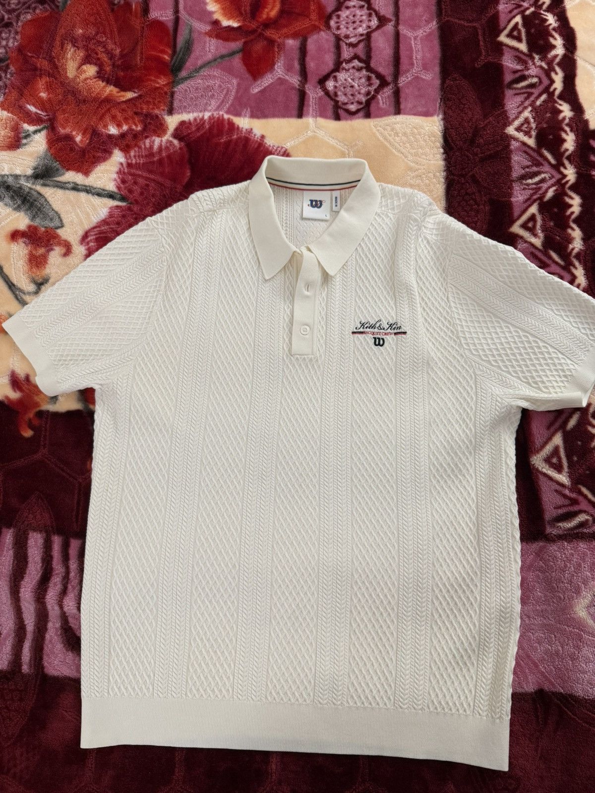 Kith Kith x Wilson Cable Sweater Polo Cream Size Large 🔥 Size US L / EU 52-54 / 3 - 1 Thumbnail