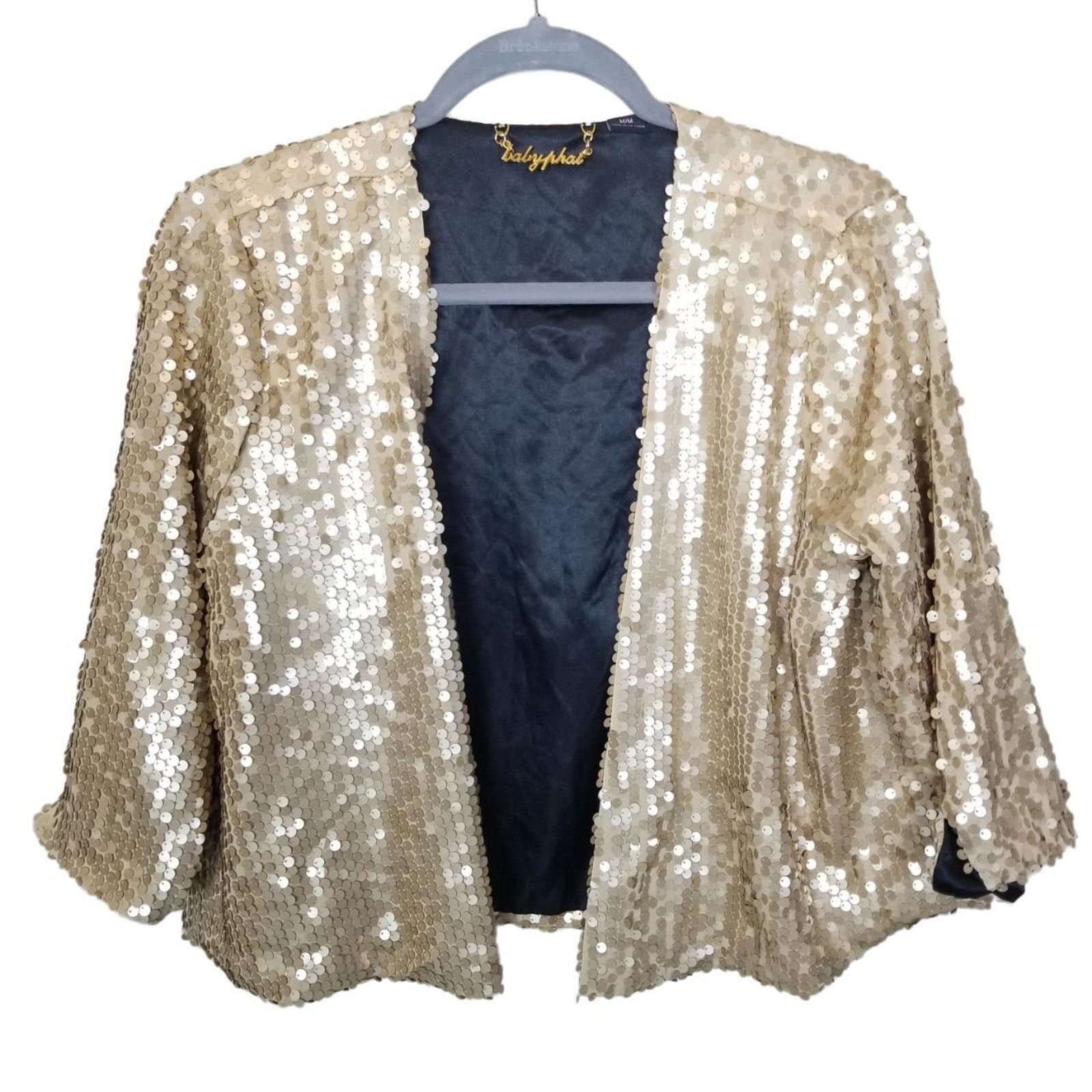 Phat Farm Baby Phat Womens Sequin Jacket Size M Crop Open Front Glam Size M / US 6-8 / IT 42-44 - 1 Thumbnail