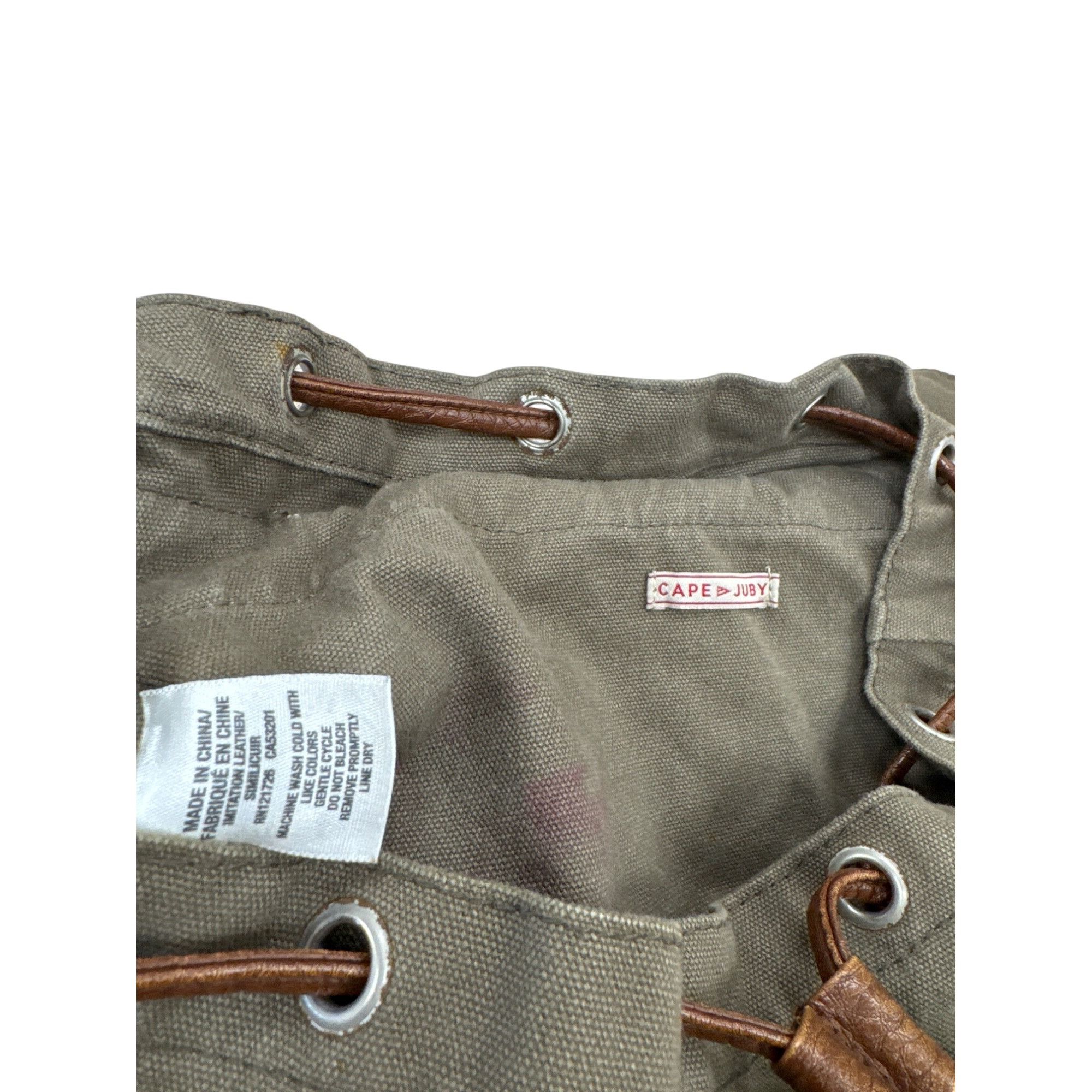 Vintage Cape Juby Womens Green Denim & Faux Leather Backpack 14x16 S Size ONE SIZE - 12 Thumbnail