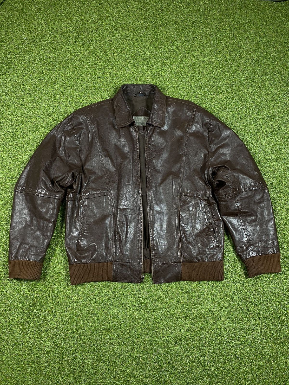 Vintage 90s Leather jacket brown streetwear style