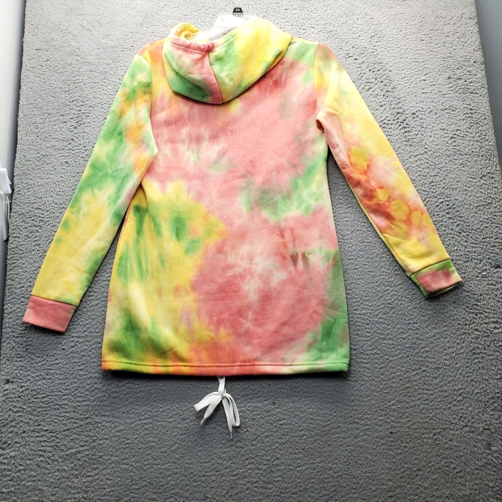 Vintage Bamboo Hoodie Womens L Multi Tie Dye Fleece Lined Hooded Pullover Casual Wear Men/Women Size L / US 10 / IT 46 - 2 Thumbnail