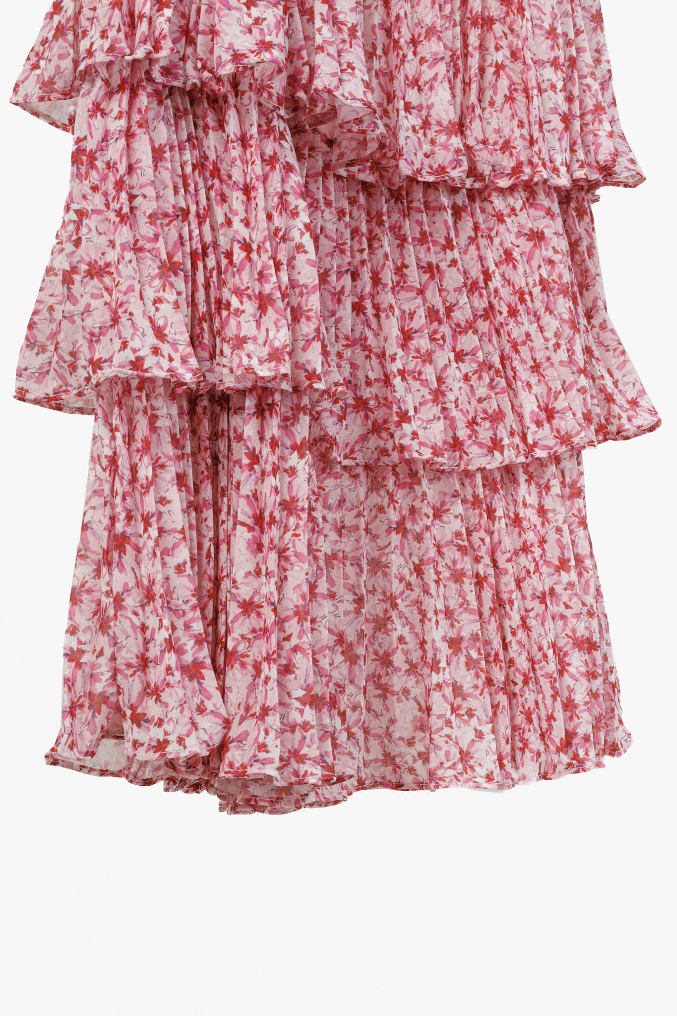 Amur Amur Paisley Pink Floral Pleated Tiered Midi Skirt Size 26" / US 2 / IT 38 - 7 Thumbnail