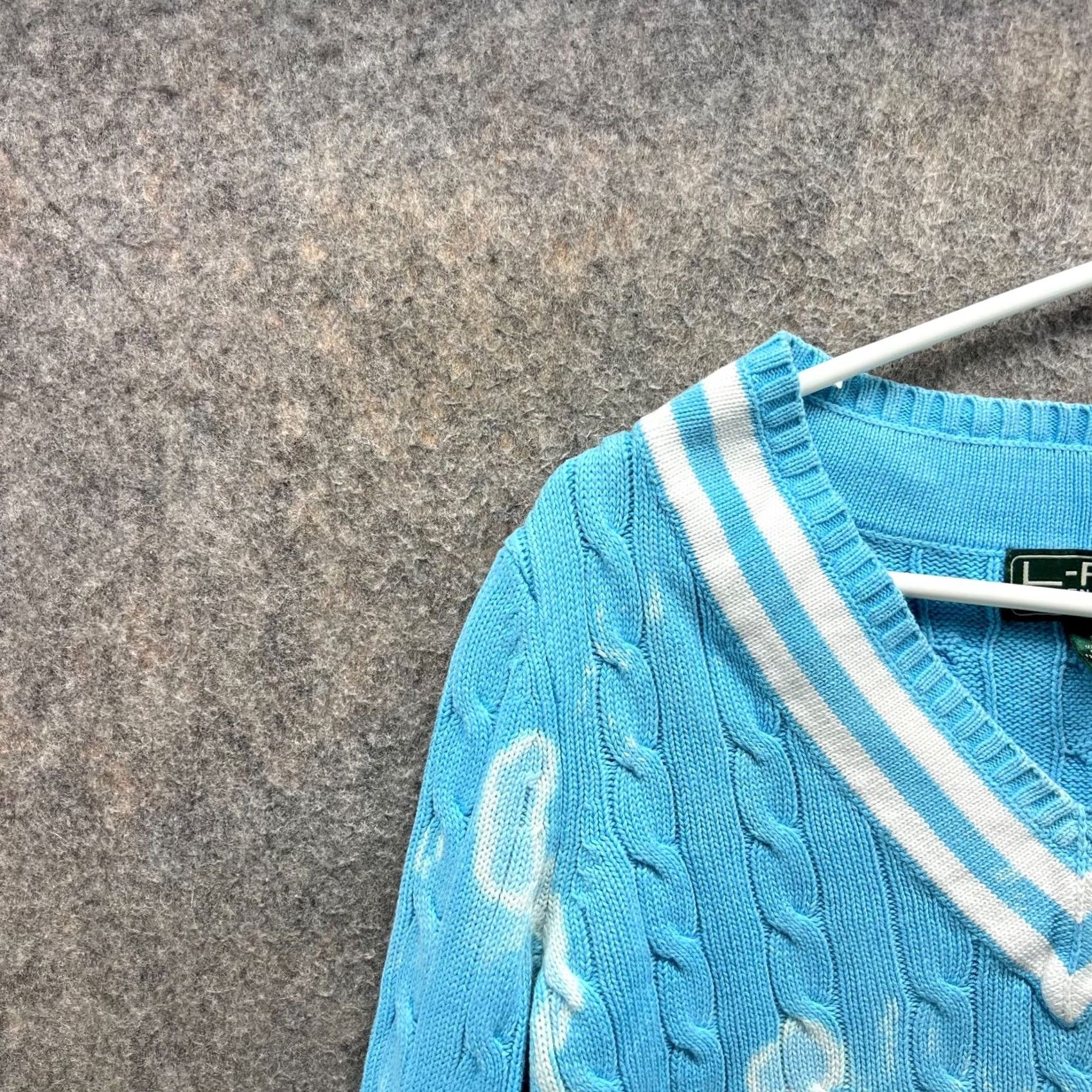 Ralph Lauren VINTAGE Lauren Ralph Lauren Sweater Shirt Womens Small Blue V-Neck Cable Knit Active Fleece LRL Size S / US 4 / IT 40 - 6 Thumbnail