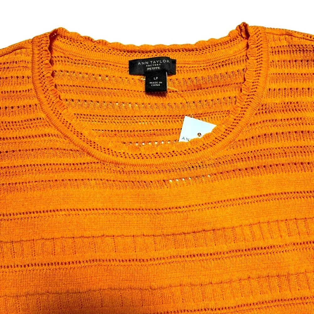 Ann Taylor NWT New Ann Taylor Orange Knit Peplum Short Sleeve Top Size Size L / US 10 / IT 46 - 6 Thumbnail