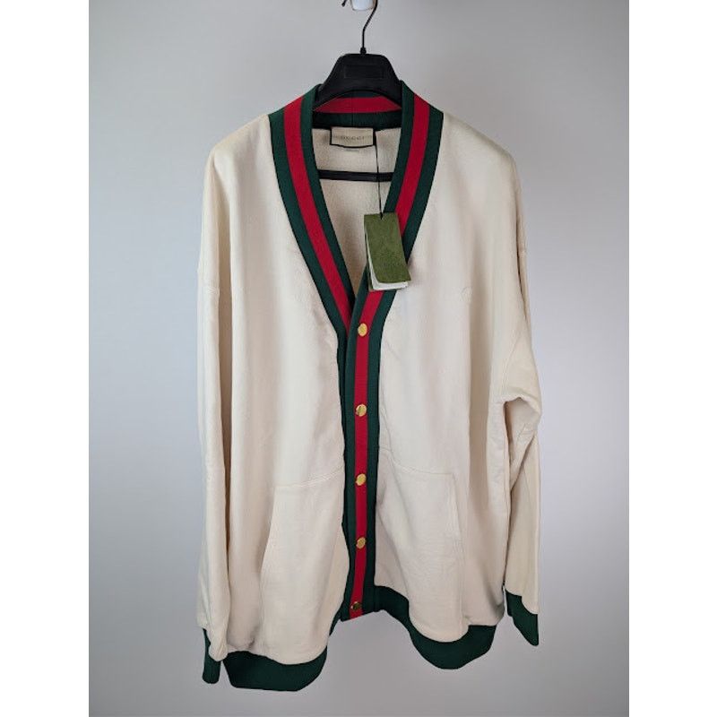 Gucci o1rshd1 Cardigan Medium Felted Cotton Jersey Natural / Mix Size US XXL / EU 58 / 5 - 2 Thumbnail
