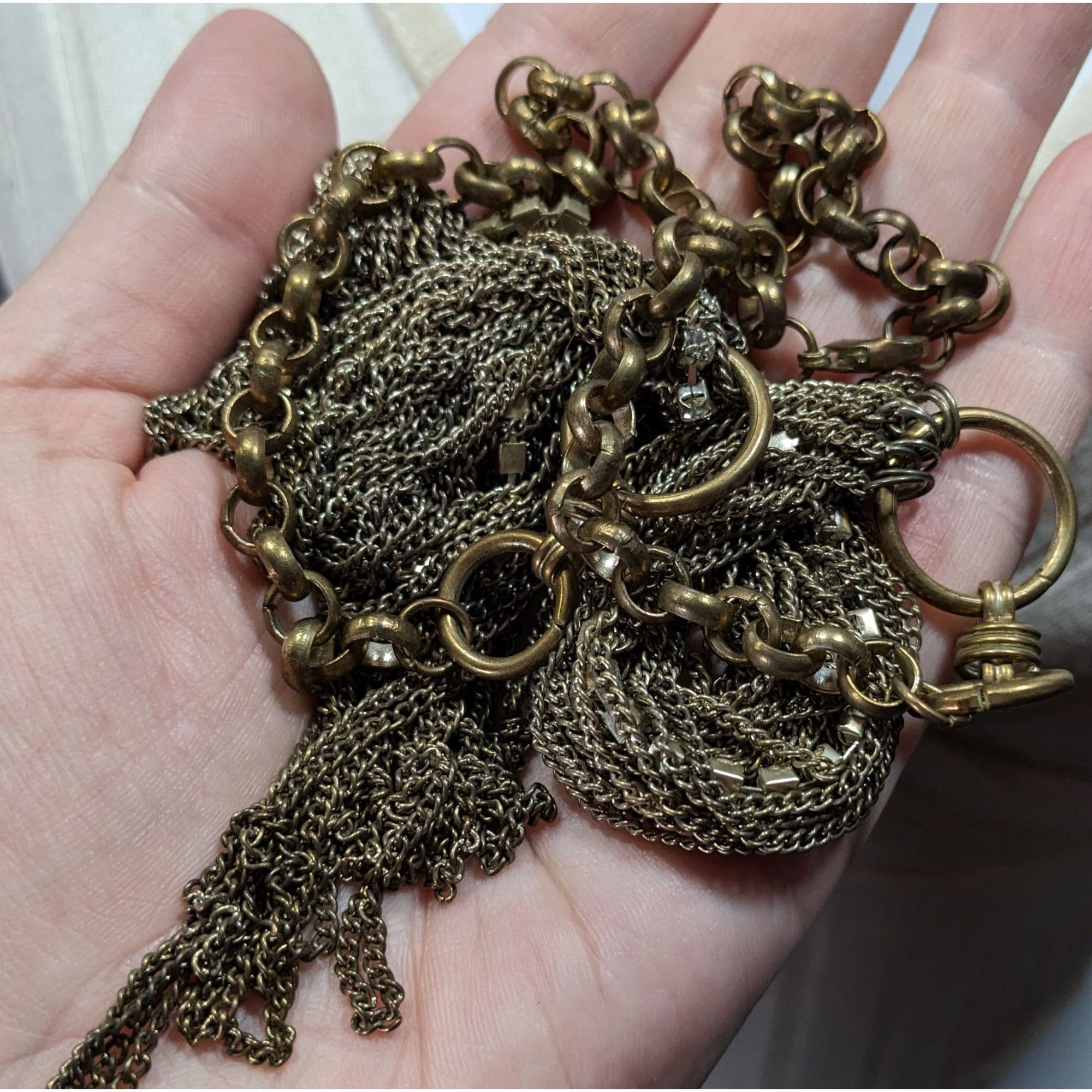 Other 80s Glam Gold Tone Layered Chain Necklace With Rhinestones A Size ONE SIZE - 3 Thumbnail