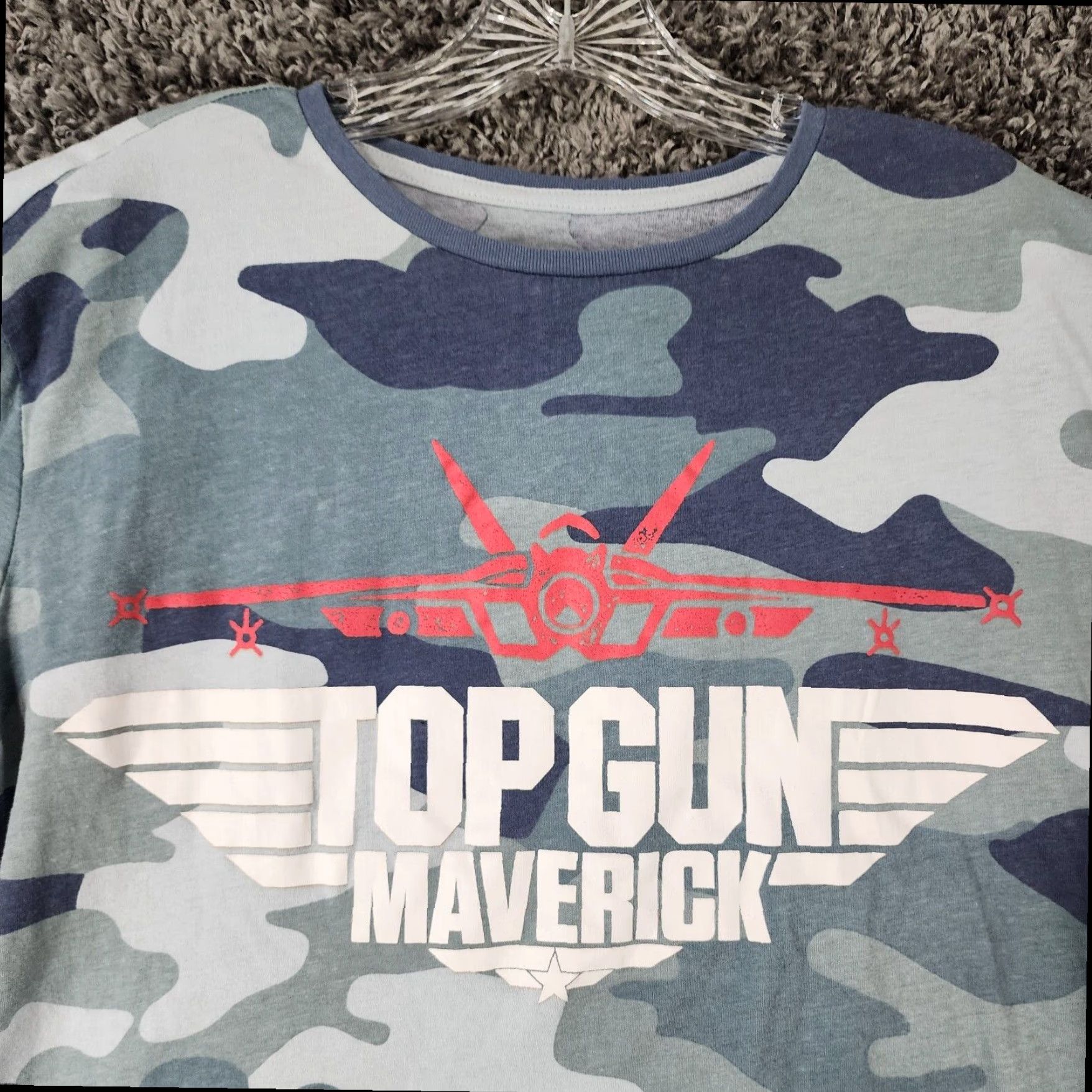 Vintage VINTAGE Top Gun Maverick Camouflage Cropped Tee Women's Blue XL Size XL / US 12-14 / IT 48-50 - 3 Thumbnail