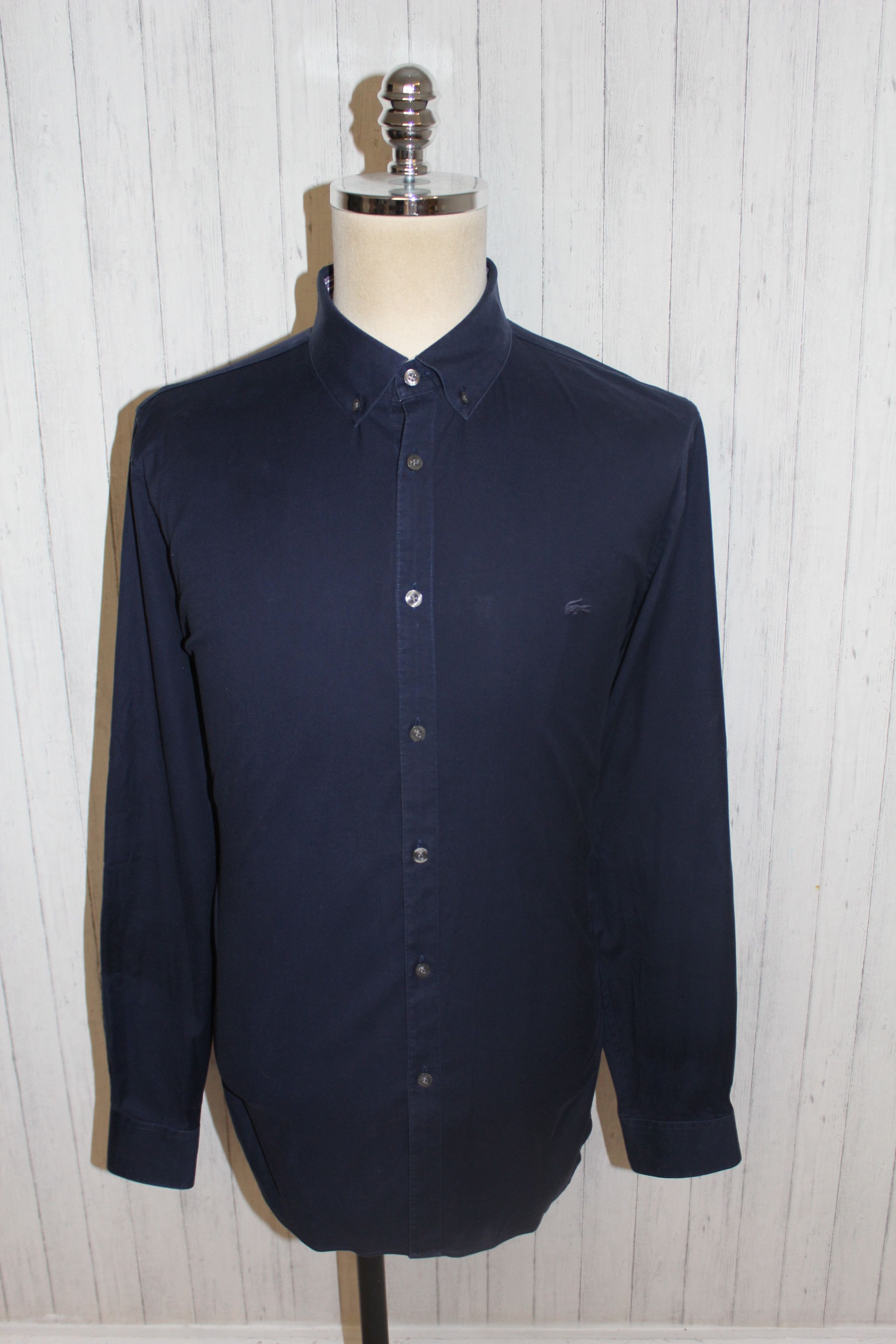 Lacoste LACOSTE Long Sleeve Blue Shirt Size FR 43 US 17 Size US L / EU 52-54 / 3 - 3 Thumbnail