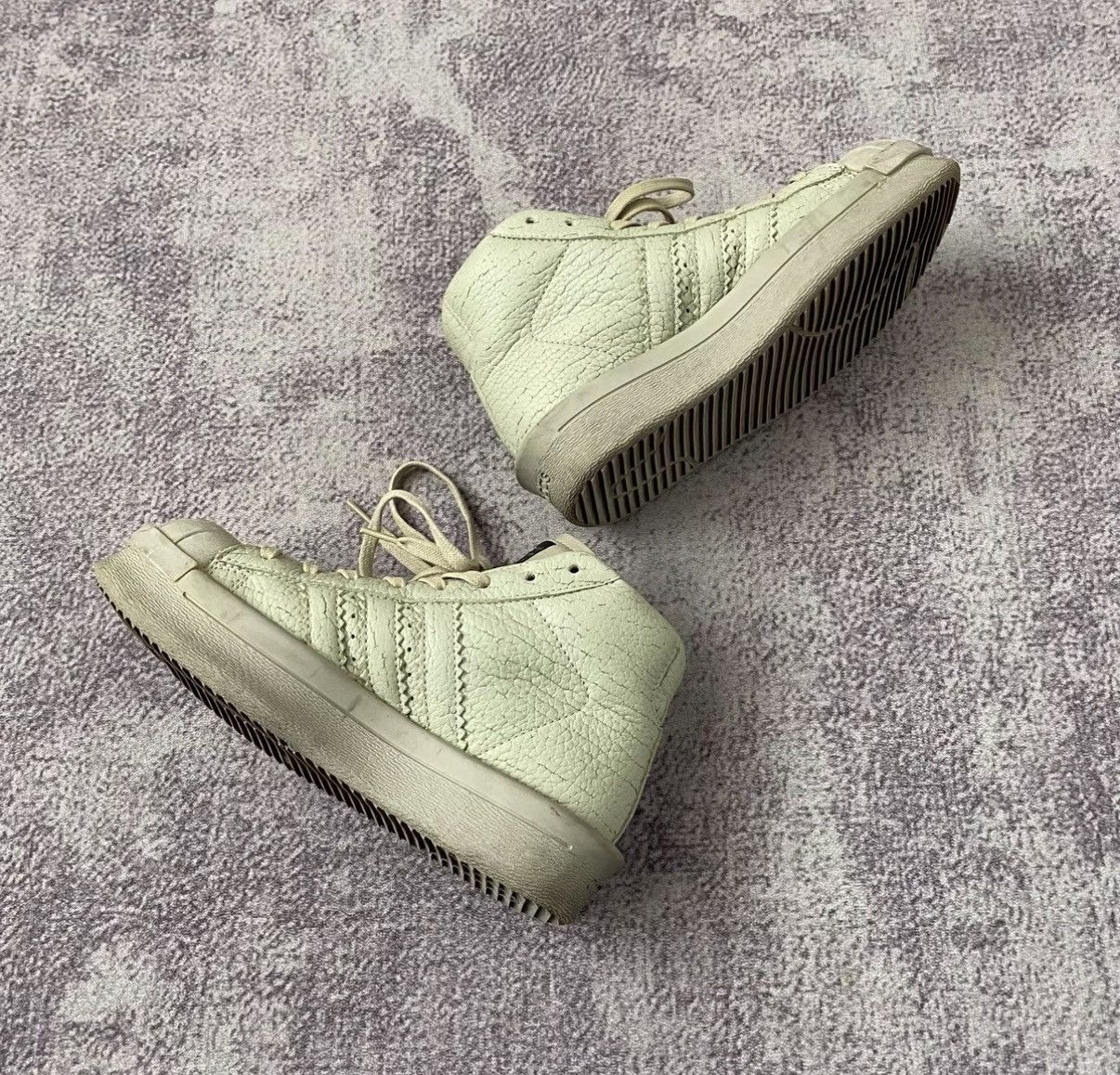 Rick Owens Rick Owens x Adidas Cracked Leather High-Top Superstar Size US 6.5 / IT 36.5 - 4 Thumbnail