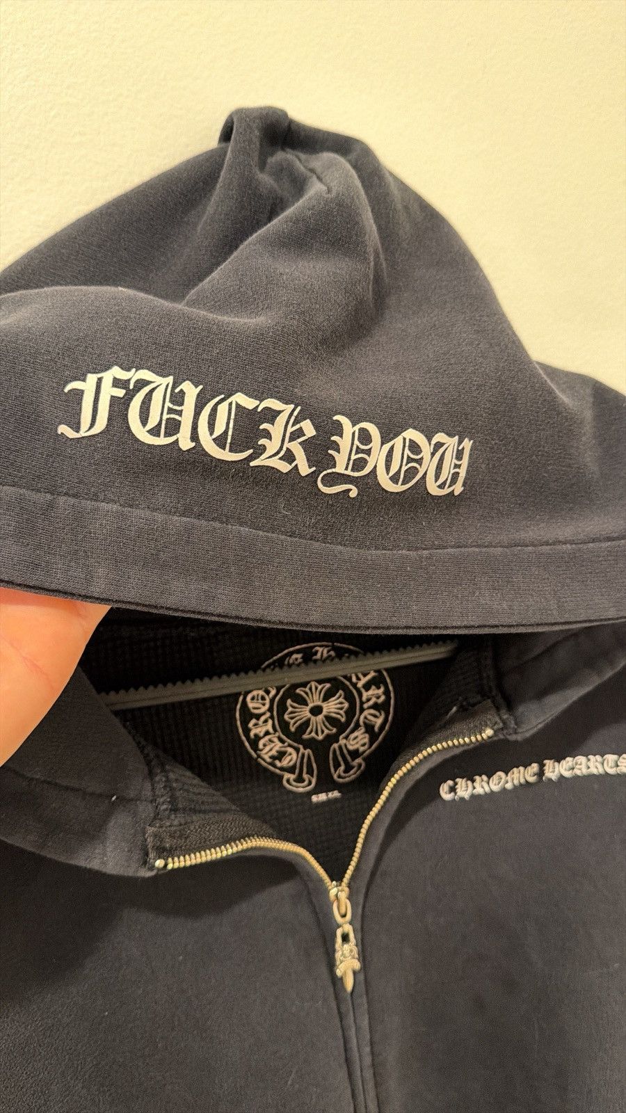 Chrome Hearts CRAZY Vintage ‘90s Chrome Hearts Thermal Lined Hoodie ‘F U’ Size US XXL / EU 58 / 5 - 2 Thumbnail
