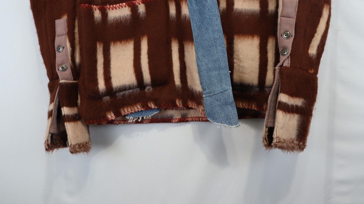 Greg Lauren o1rshd1 Vintage Blanket Gl1 Checked Wool Cardigan In Brown Size US M / EU 48-50 / 2 - 7 Thumbnail