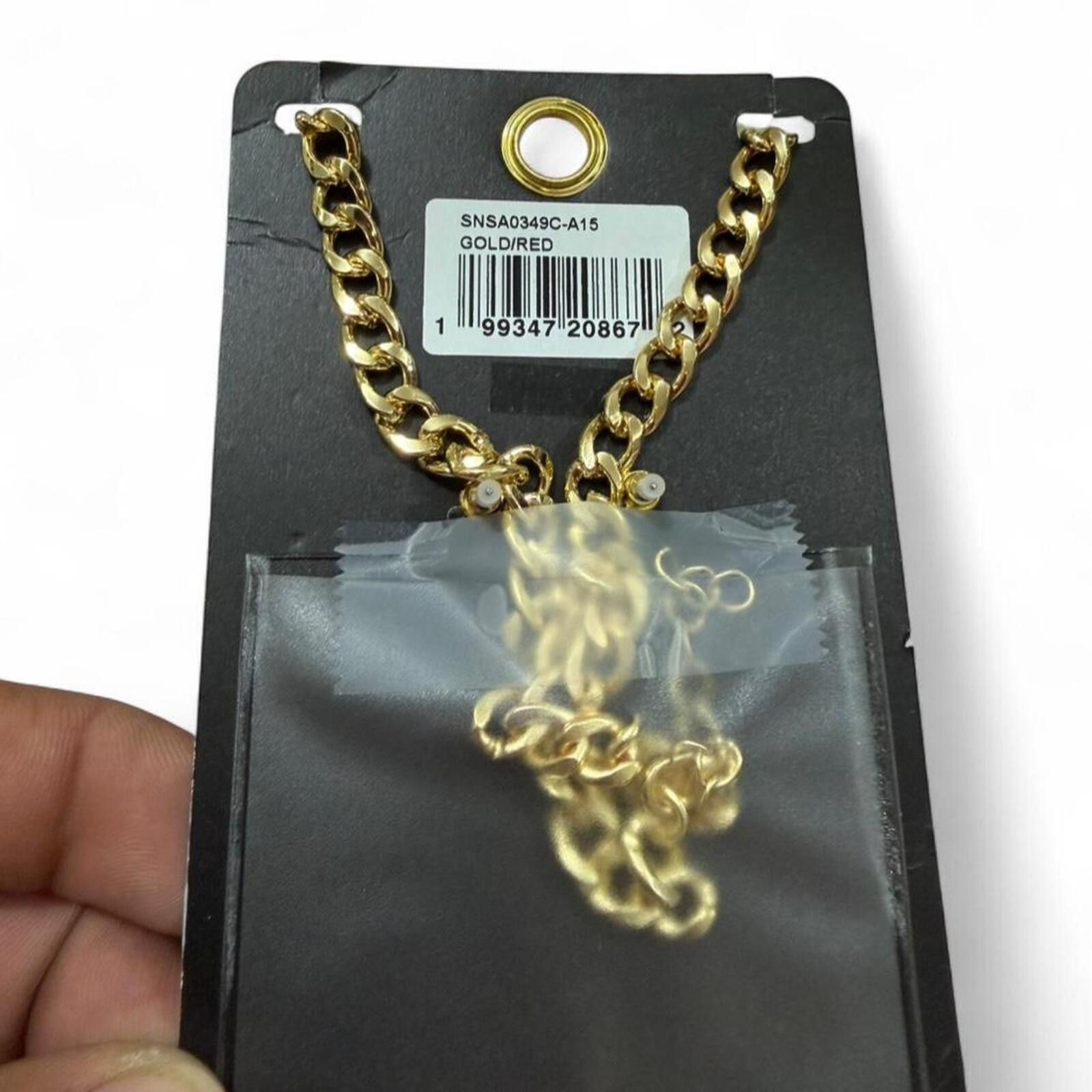 Ed Hardy Ed Hardy red and gold skull design necklace and earring set Size ONE SIZE - 5 Thumbnail