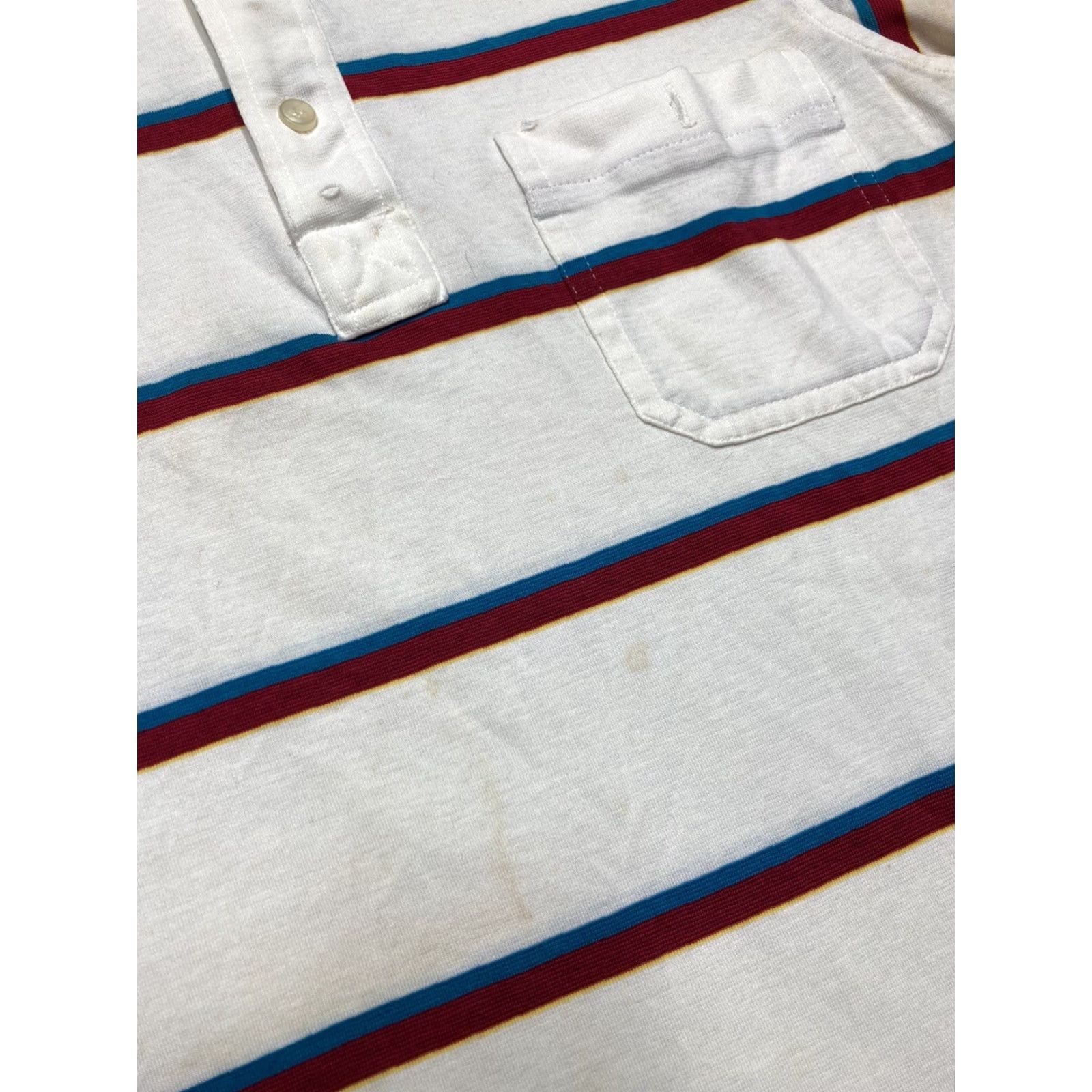 Vintage VINTAGE 1980’s striped polo shirt cotton poly blend teal maroon white Small Polo Men S White Striped 1980s Vintage Shirt Size US S / EU 44-46 / 1 - 3 Thumbnail