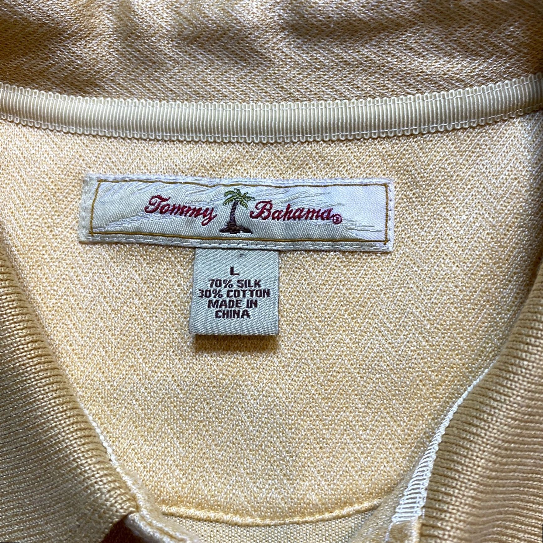 Tommy Bahama Tommy Bahama Polo Shirt Knit L Yellow Cotton Silk Men Short Sleeve Golf Shirt Size US L / EU 52-54 / 3 - 5 Thumbnail