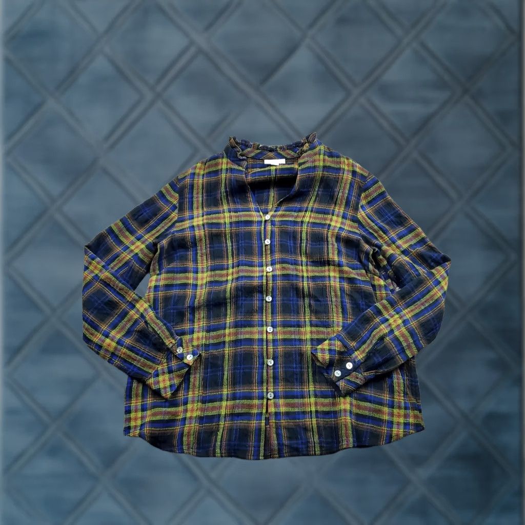 J. Jill J. Jill Shirt Womens Small Plaid Button-Up Long Sleeve Top Rayon Blend Stretch Regular Vintage No Size S / US 4 / IT 40 - 1 Thumbnail