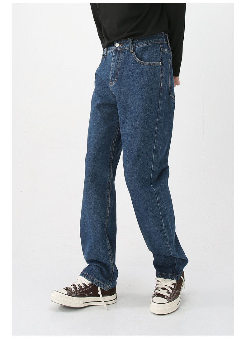 Japanese Brand × Jean Dark blue washed loose casual all-match straight jeans Size US 32 / EU 48 - 4 Thumbnail