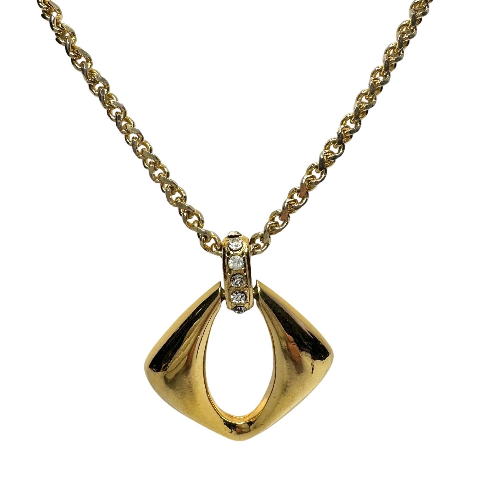 Yves Saint Laurent Yves Saint Laurent (YSL) Gold-Plated Necklace w Rhinestones Size ONE SIZE - 4 Thumbnail