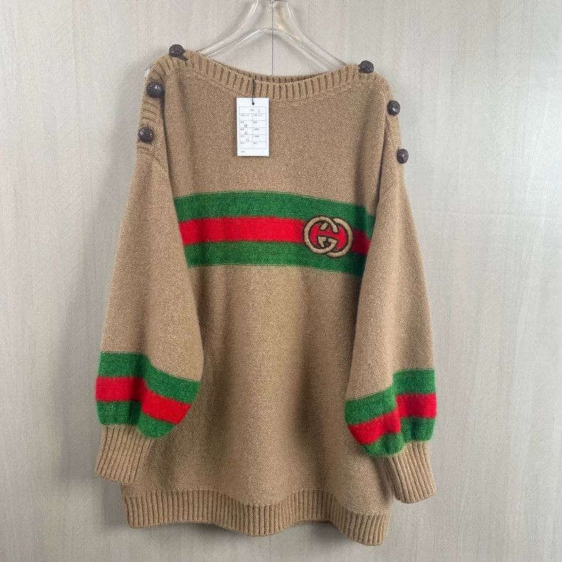 Gucci Gucci Coffee red and green striped sweater 2502-Nextarrow Size US S / EU 44-46 / 1 - 1 Thumbnail