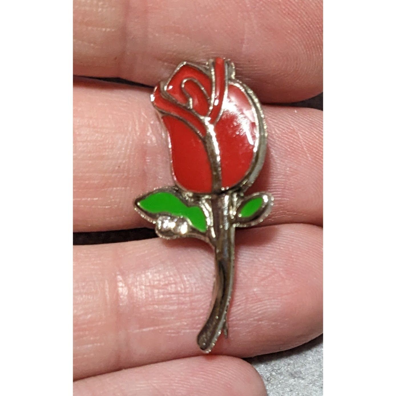 Other Vintage Rosebud Enamel Rhinestone Brooch Size ONE SIZE - 4 Thumbnail