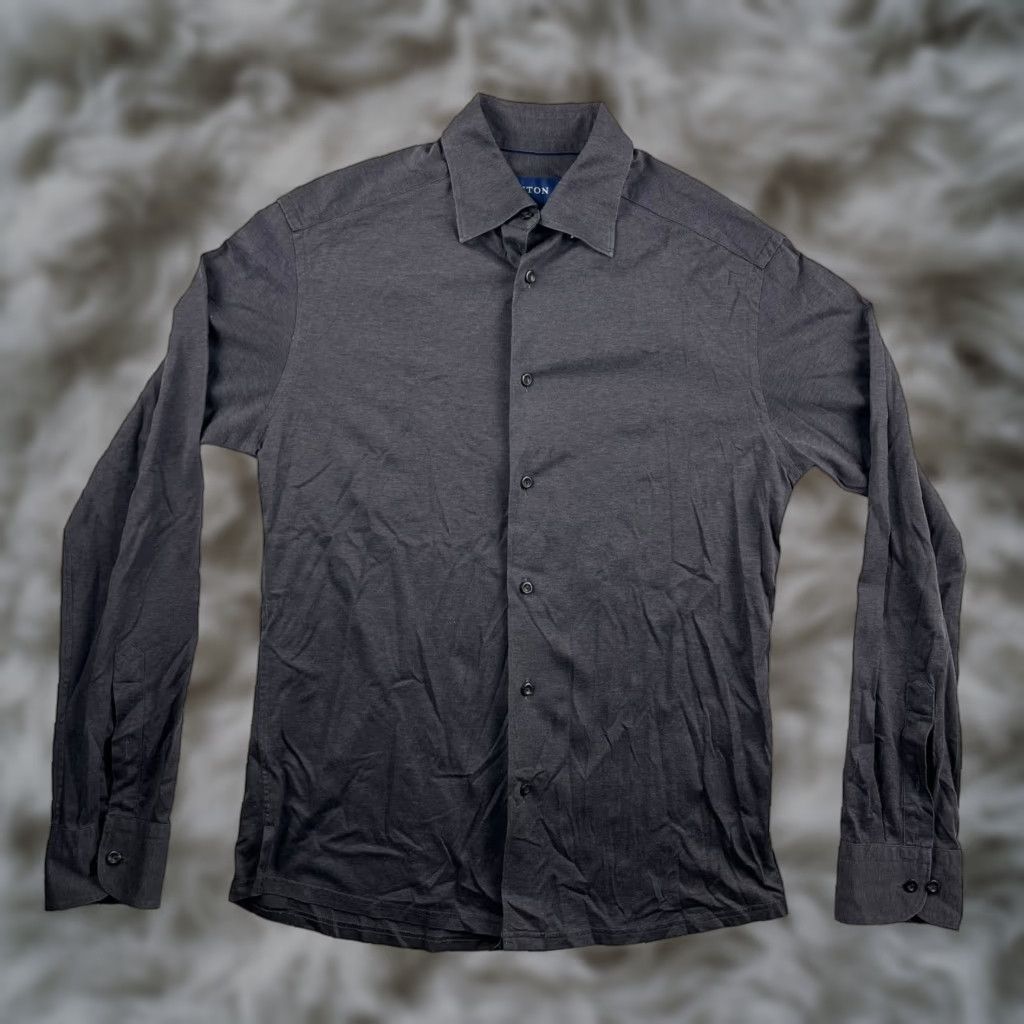 Eton Eton Men’s Shirt Gray 100% Cotton Button-Down Slim Regular Medium Long Sleeve Button-Up Shirt Mens Size US L / EU 52-54 / 3 - 1 Thumbnail