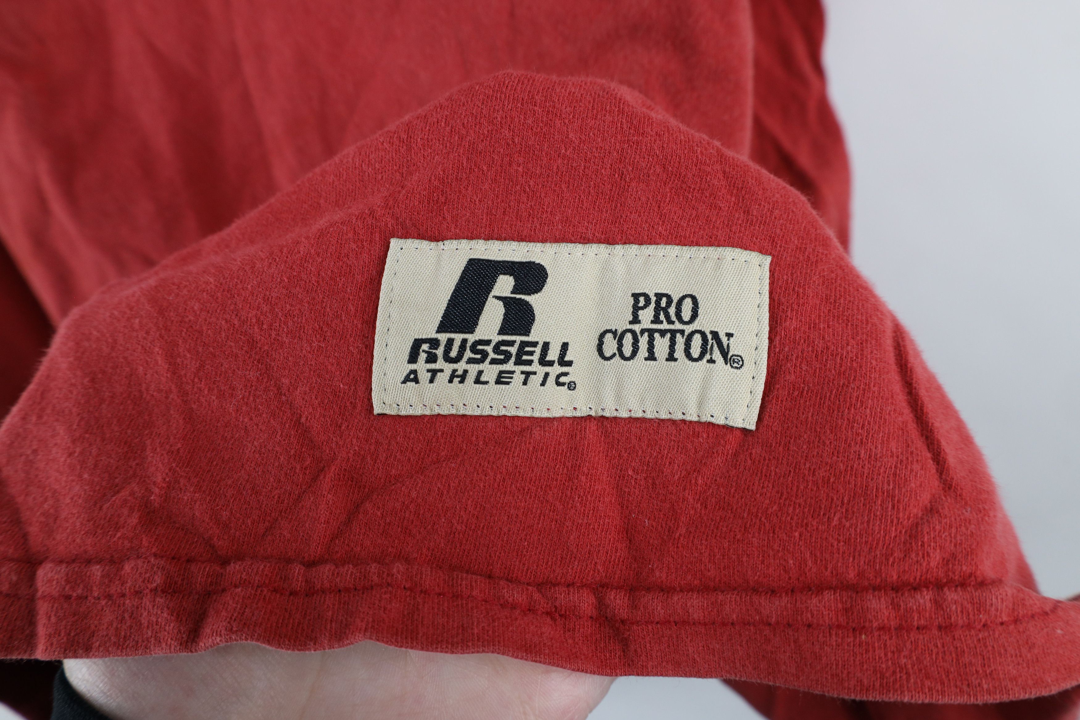 Russell Athletic × Vintage Vintage 90s Russell Athletic Blank Pocket T-Shirt Red Cotton Size US L / EU 52-54 / 3 - 4 Thumbnail