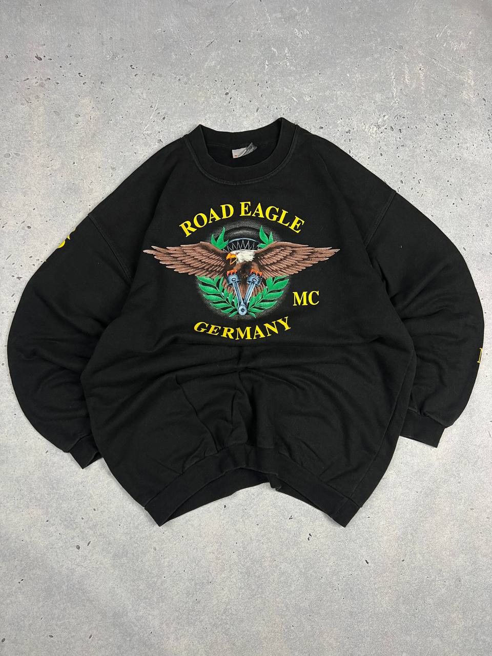 Harley Davidson × Vintage Vintage Road Eagle Big Logo Moto Sweatshirt Size US XL / EU 56 / 4 - 1 Thumbnail