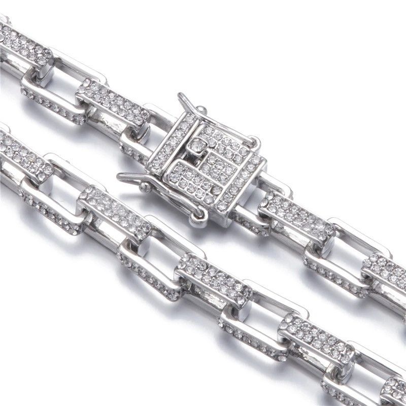 Jewelry 8MM 2Row Square Box Chain Bling AAA+ Necklace Size ONE SIZE - 2 Thumbnail