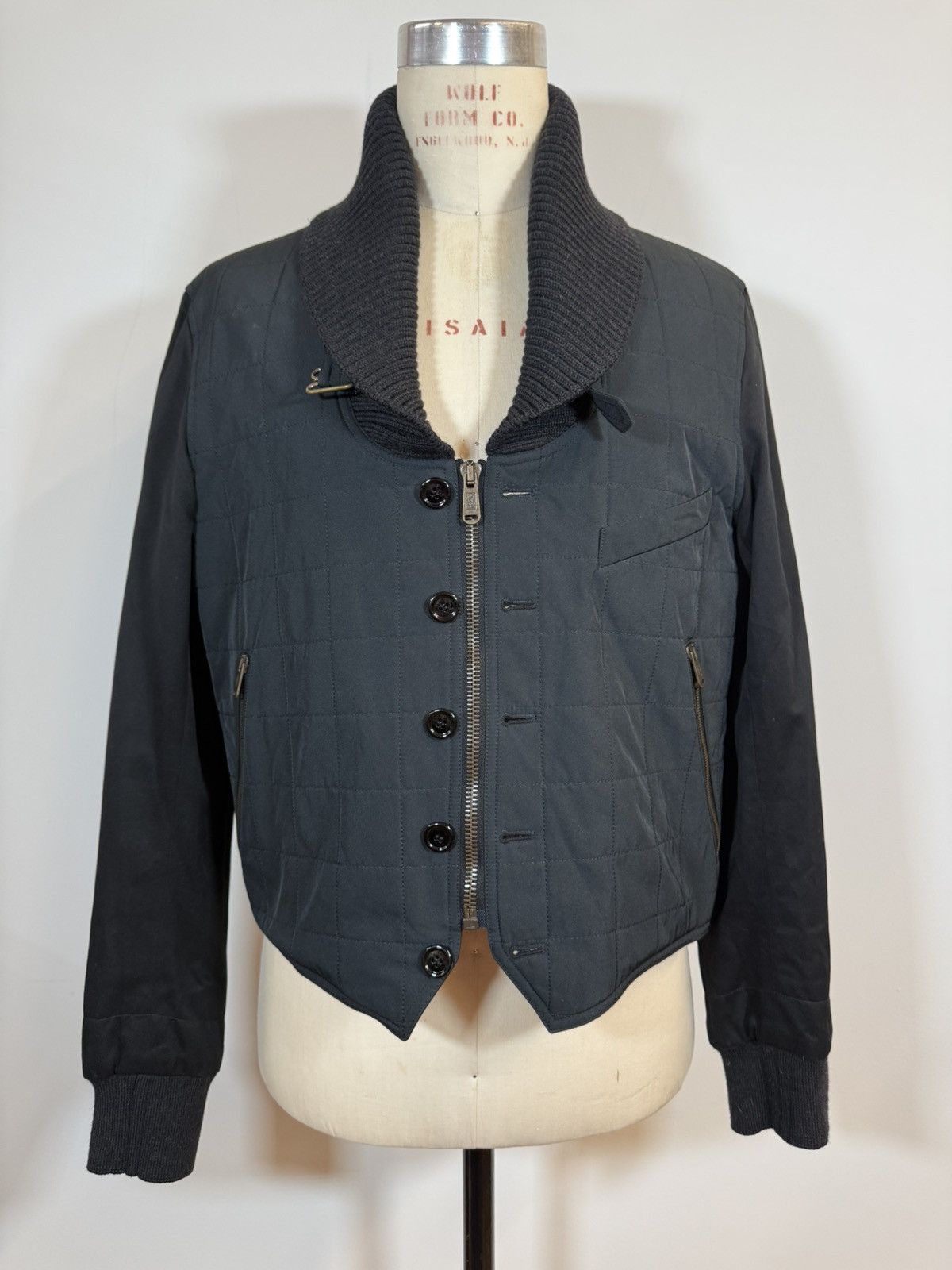 Yves Saint Laurent YSL Quilted Hybrid Bomber Jacket - Slate/Black - Size 54 Size US L / EU 52-54 / 3 - 1 Thumbnail