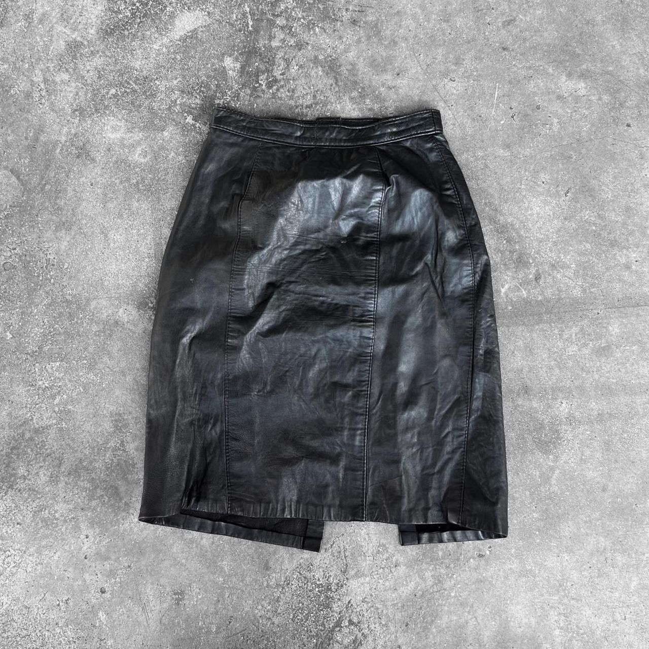 Vintage LEATHER_SKIRT Size 24" / US 00 / IT 34 - 1 Thumbnail