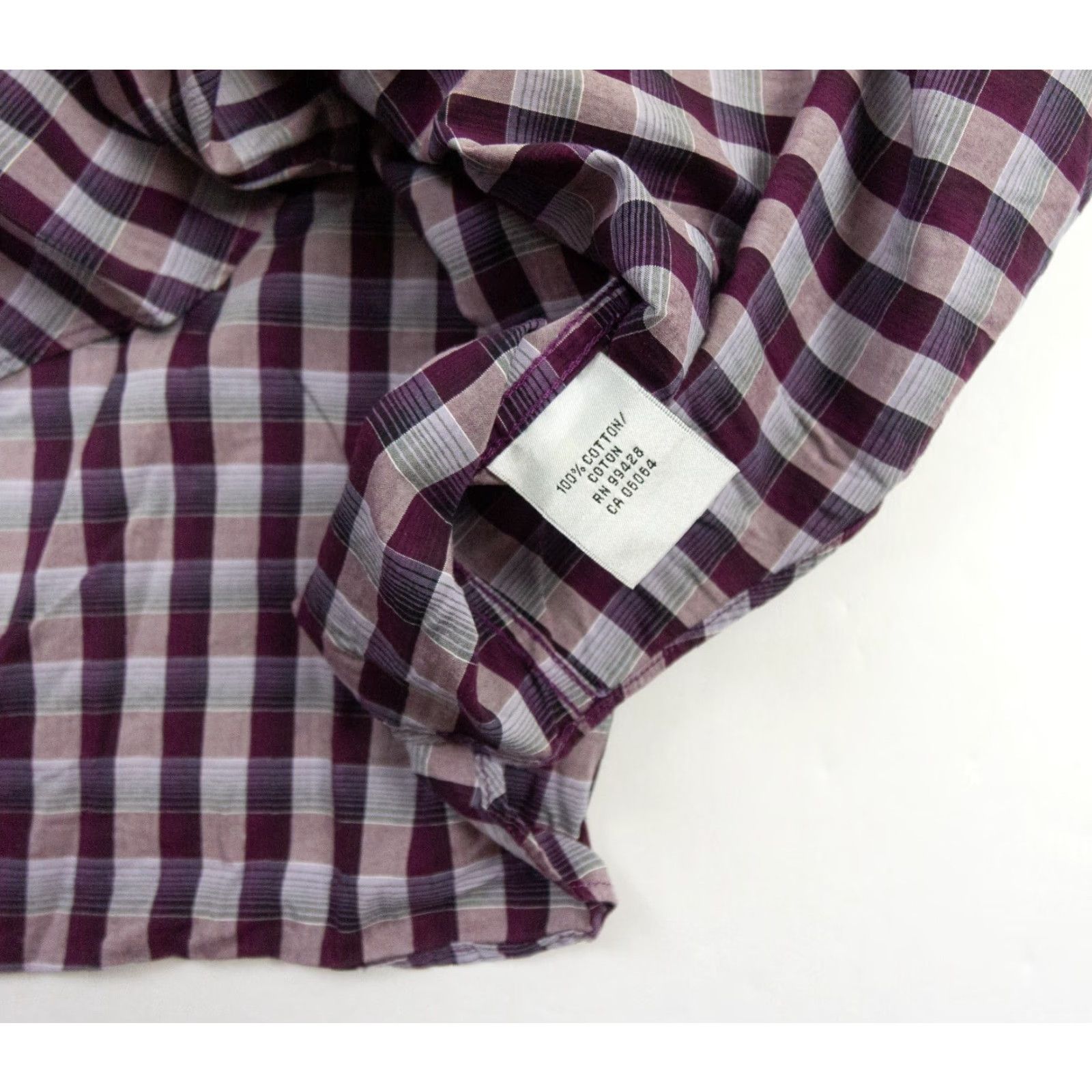 BUGATCHI BUGATCHI Uomo Shirt Mens Large Purple Button Up Long Sleeve Plaid Check Dress Shirt Size 42R - 7 Thumbnail