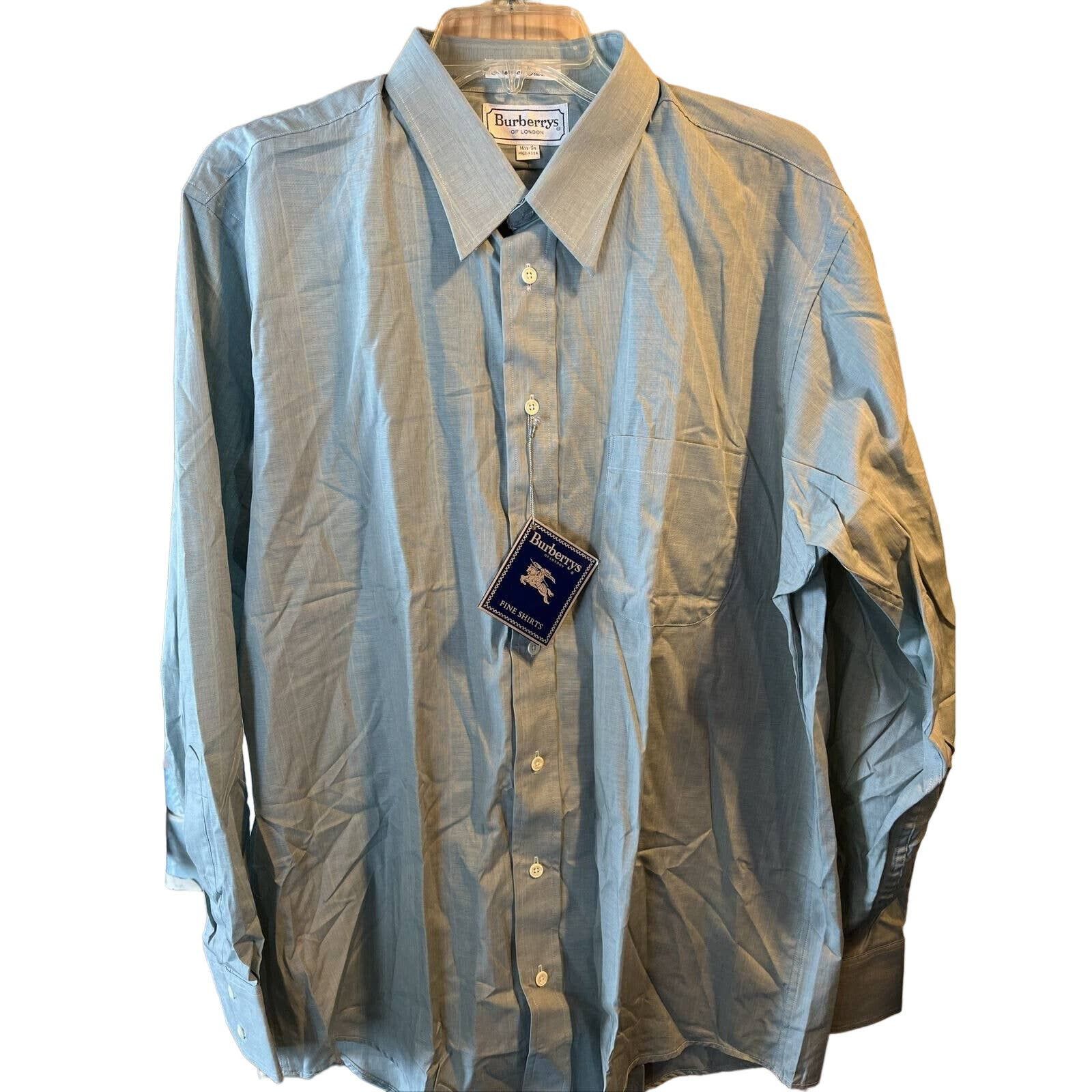 image of Burberry Men’S 16.5 34 Green Grey Long sleeve Button Up Cotton Shirt, Men's (Size Large)