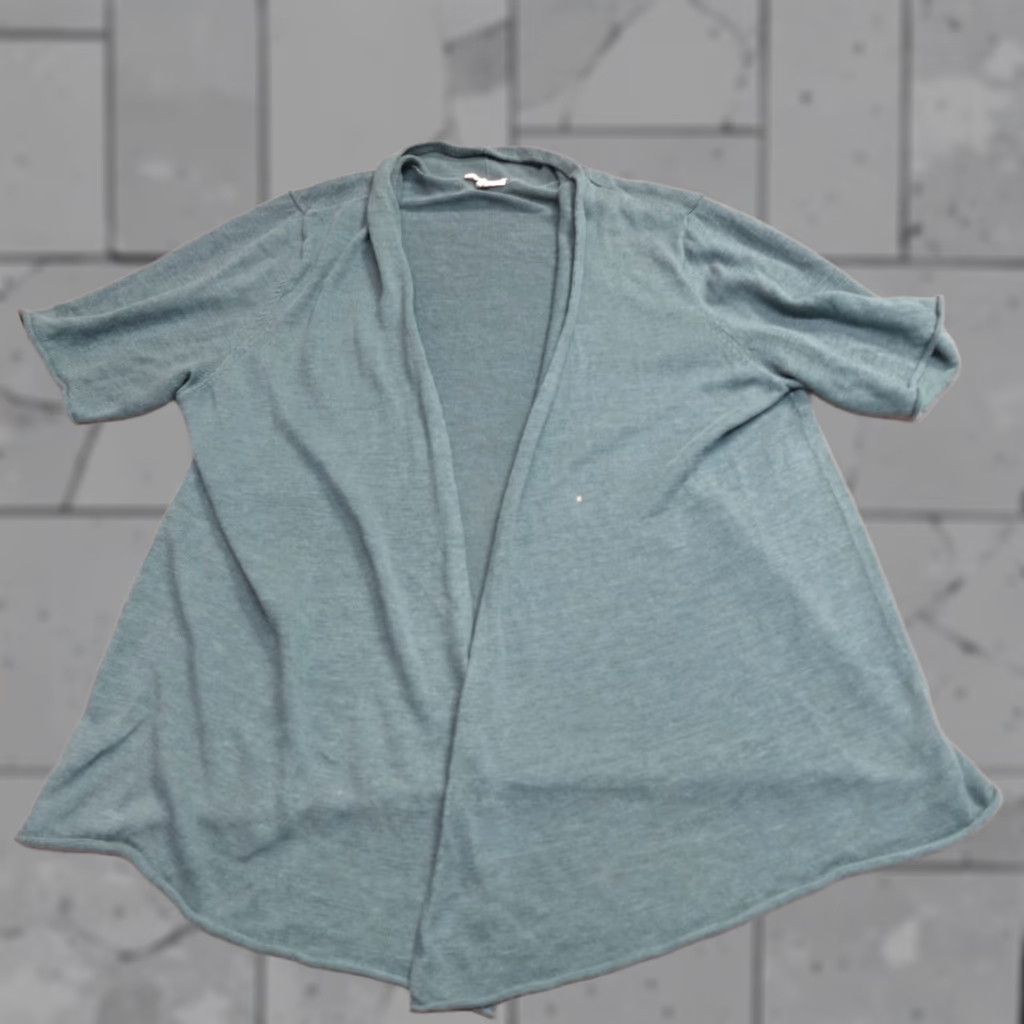 Eileen Fisher VINTAGE Eileen Fisher Womens Sweater Cardigan Open Front Loose Knit Linen 2X Blue Teal Womens Size XXL / US 16-18 / IT 52-54 - 1 Thumbnail