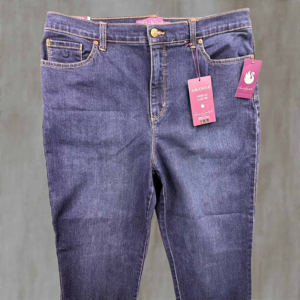 Gloria Vanderbilt Gloria Vanderbilt Amanda Jeans Womens 16W Dark Wash Denim Tapered Leg High Rise Classic Rise 5-Pocket Size 38" / US 16 / IT 52 - 1 Thumbnail