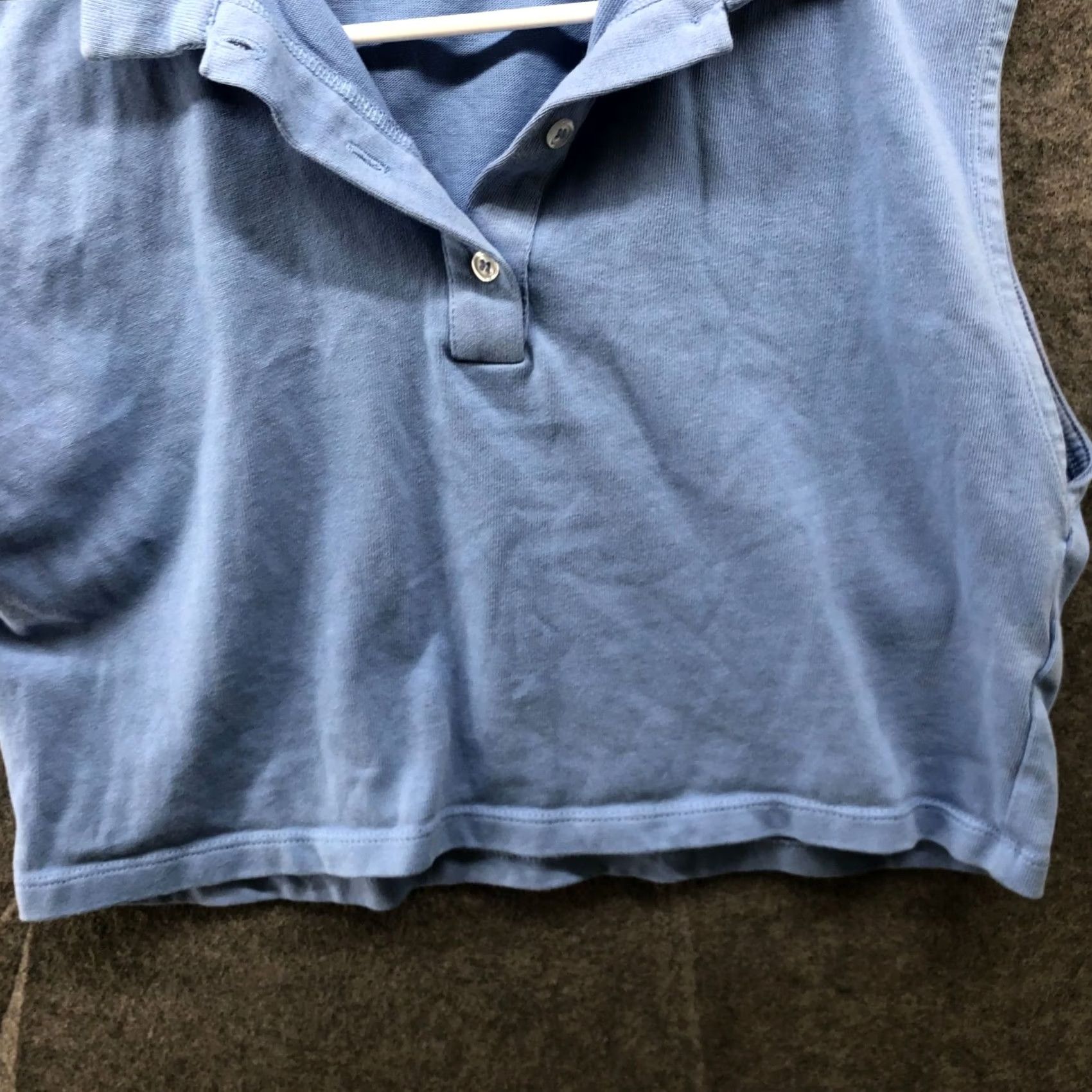 Zara Zara Polo Shirt Womens M Blue Cropped Cotton Sleeveless Preppy Short Sleeve Shirt Polo Cropped Knit Button Casual Summer Spring Regular Fit Womens Size M / US 6-8 / IT 42-44 - 4 Thumbnail