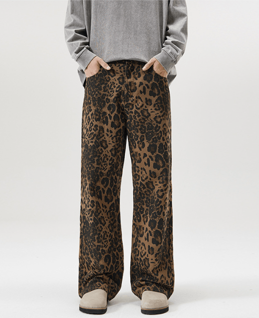 Japanese Brand × Jean Vintage American leopard print baggy jeans Size US 32 / EU 48 - 1 Thumbnail